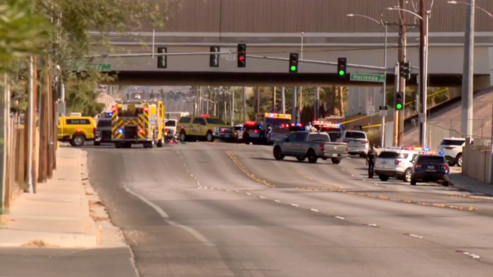 A 30-year-old police officer died after Las Vegas law enforcement had a gun battle with an 