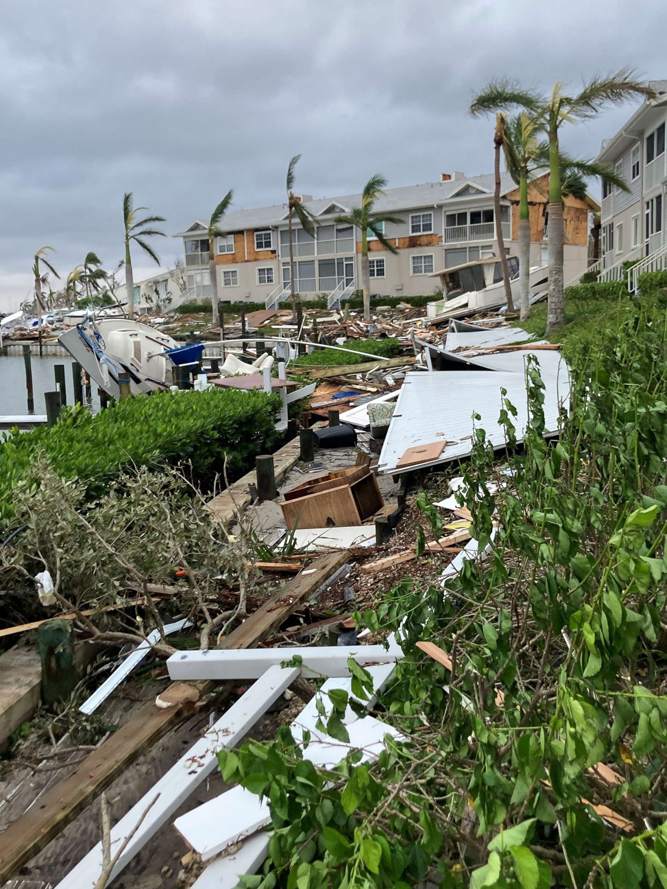 PHOTO: The apartment building where Max and Zhenia Lopez-Figueroa lived in Fort Myers Beach, Florida, was nearly destroyed during Hurricane Ian.