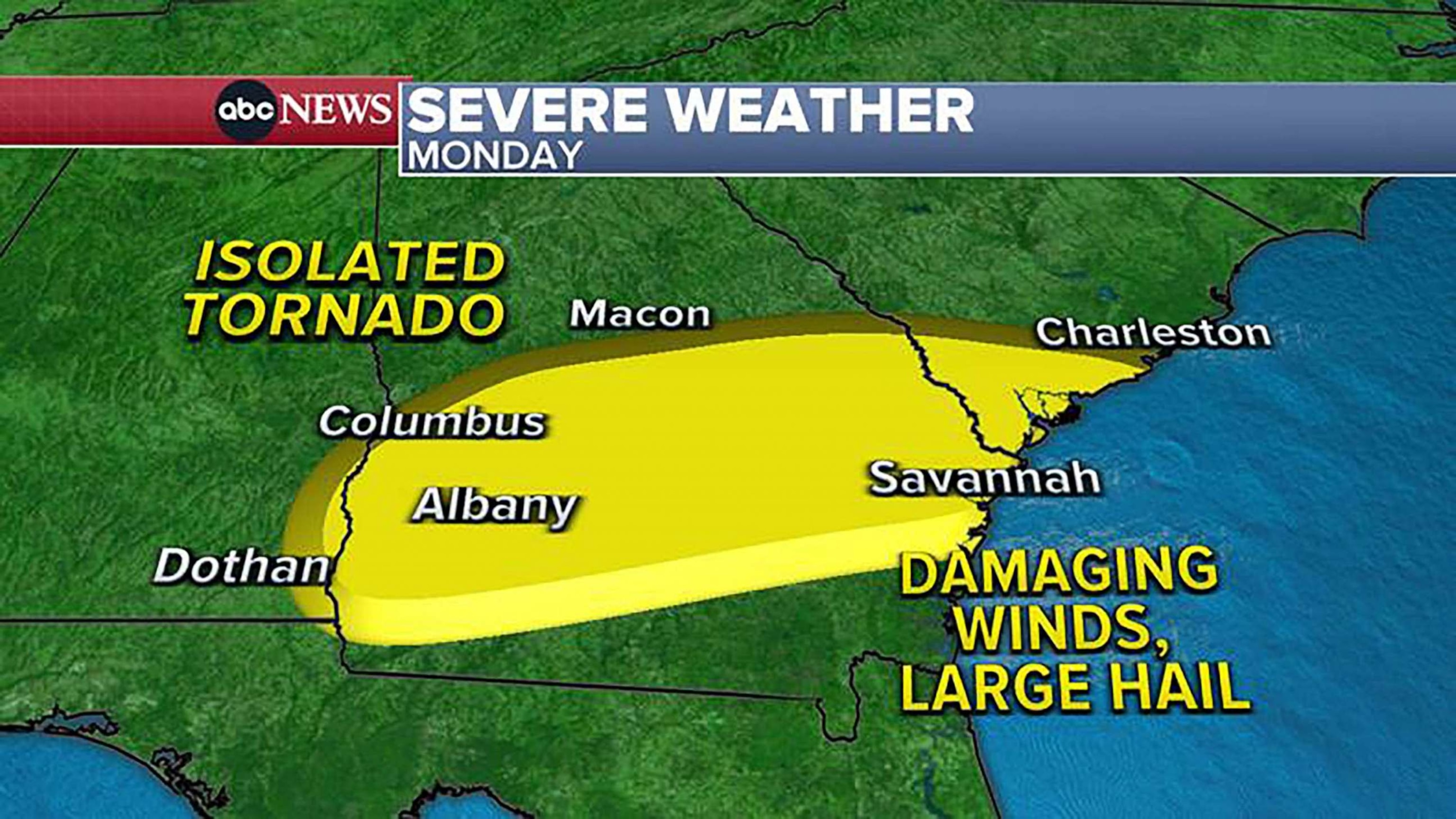 PHOTO: Parts of southern Georgia and South Carolina will be in the bullseye of a storm on March 27, 2023.