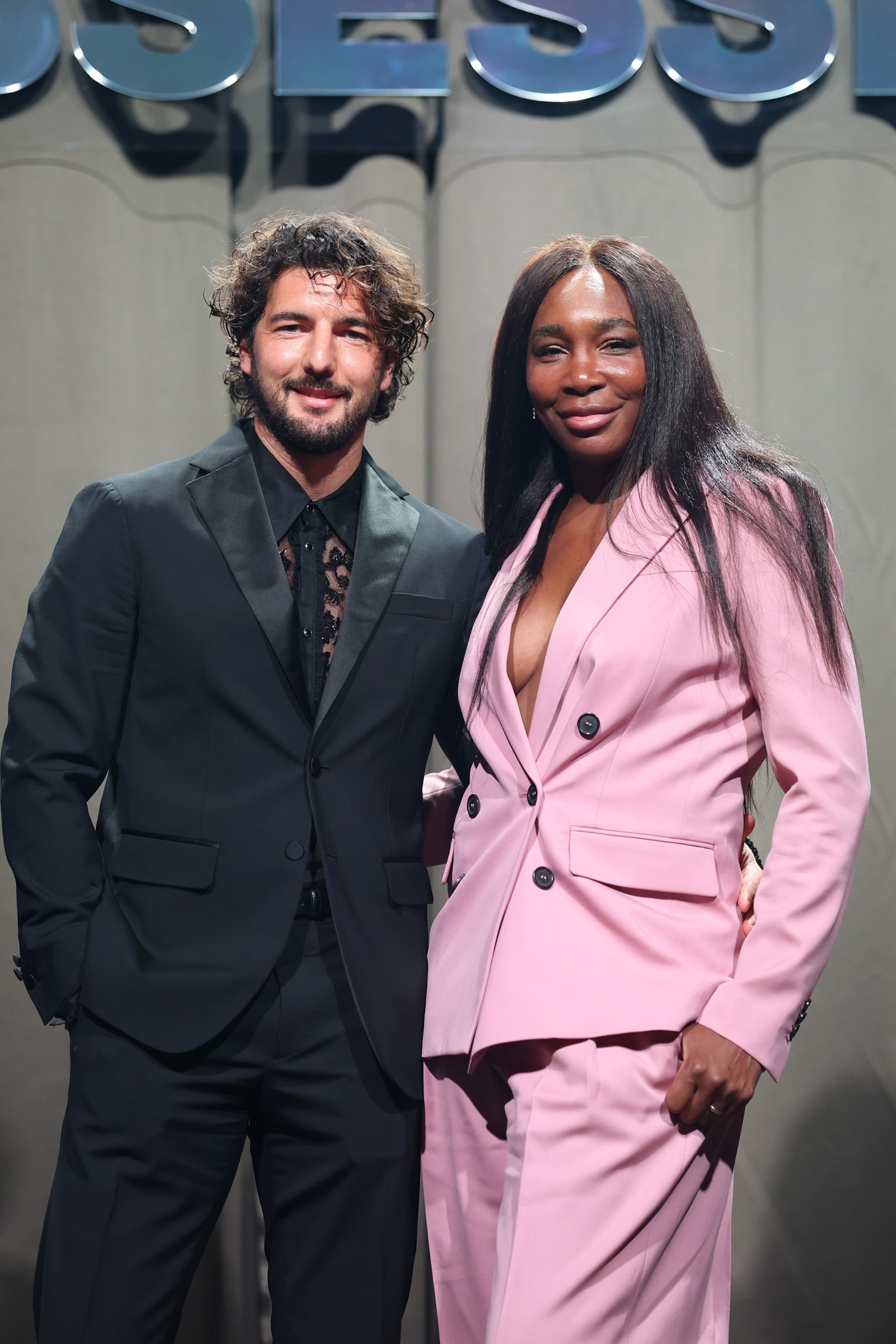 PHOTO: Andrea Preti and Venus Williams attend the photocall ahead of the Dsquared2 F/W 2025 - 2026 runway during the Milan Fashion Week - Womenswear Fall/Winter 2025/2026  at  on February 25, 2025 in Milan, Italy.