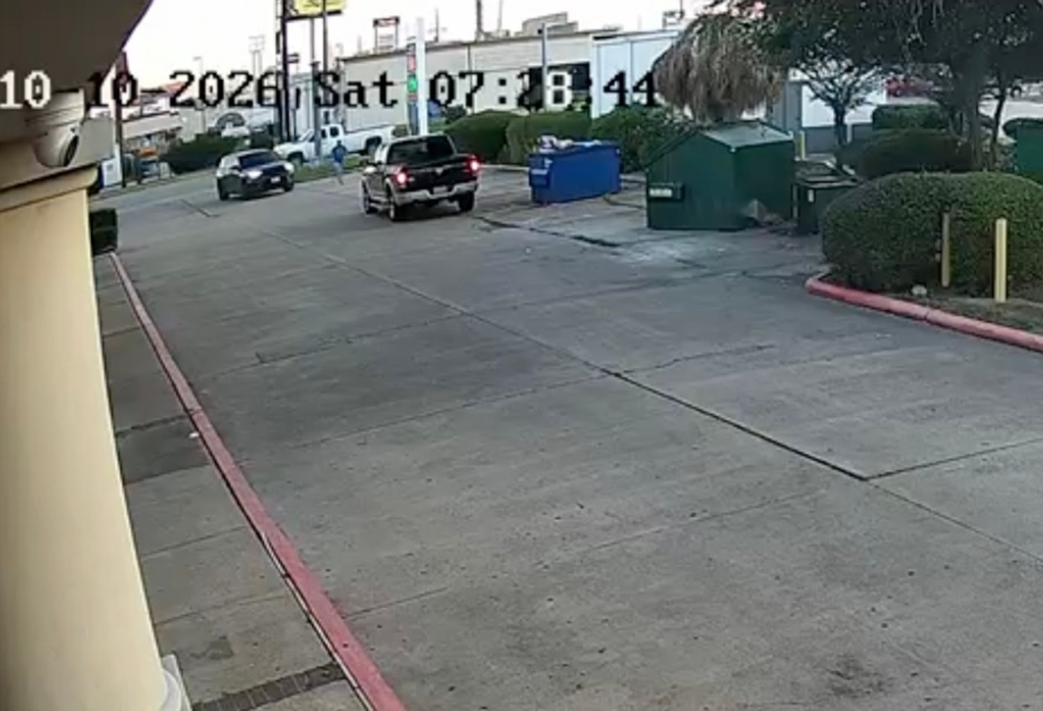 In this screengrab from a video, a man is shown running prior to being struck by a vehicle driven by an ICE agent, according to the Harris Courty Sheriff's Office, on Oct. 10, 2026, in Harris County, Texas