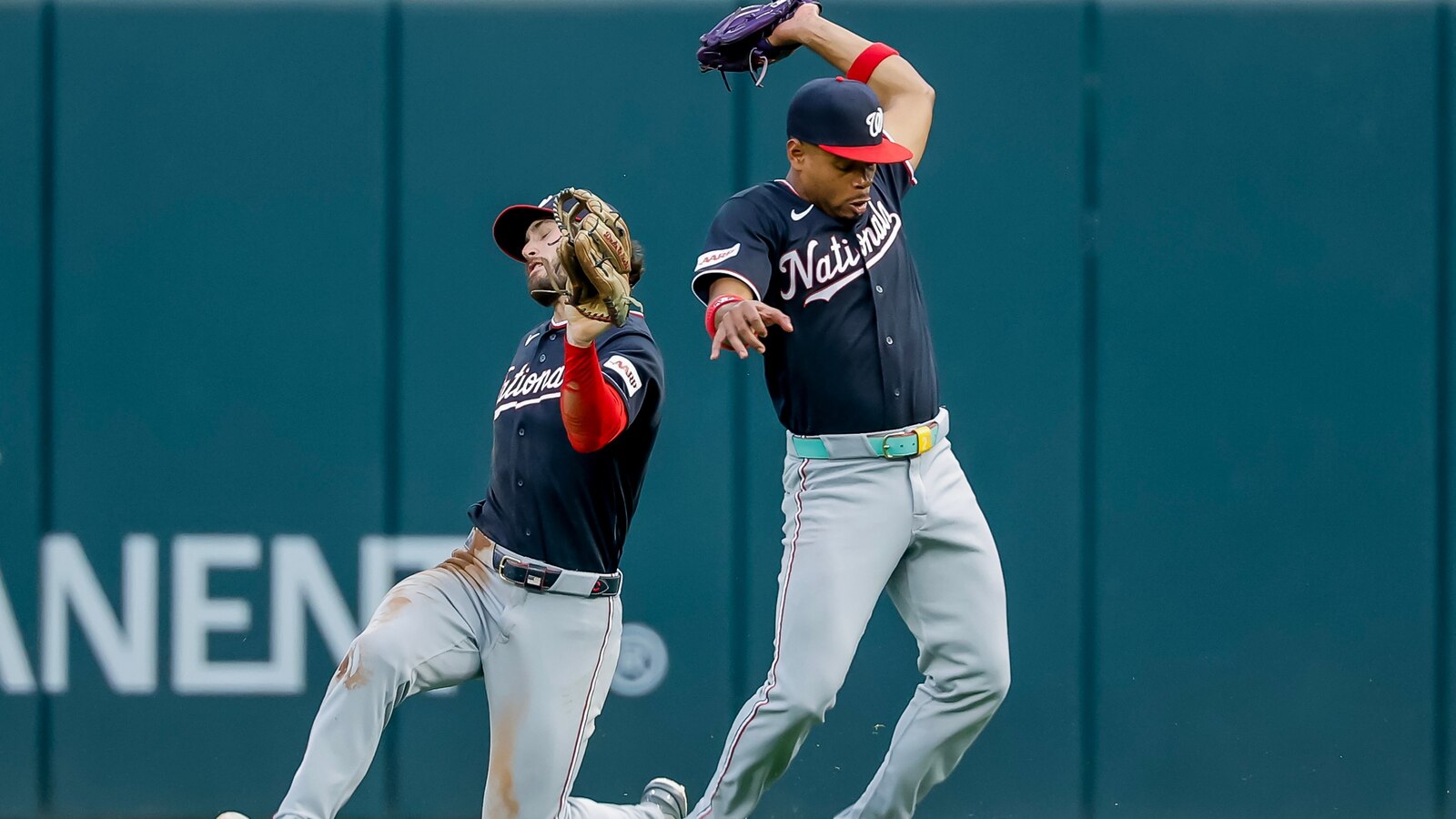 Michael Harris II and Matt Olson in action for the Atlanta Braves against the Washington Nationals.