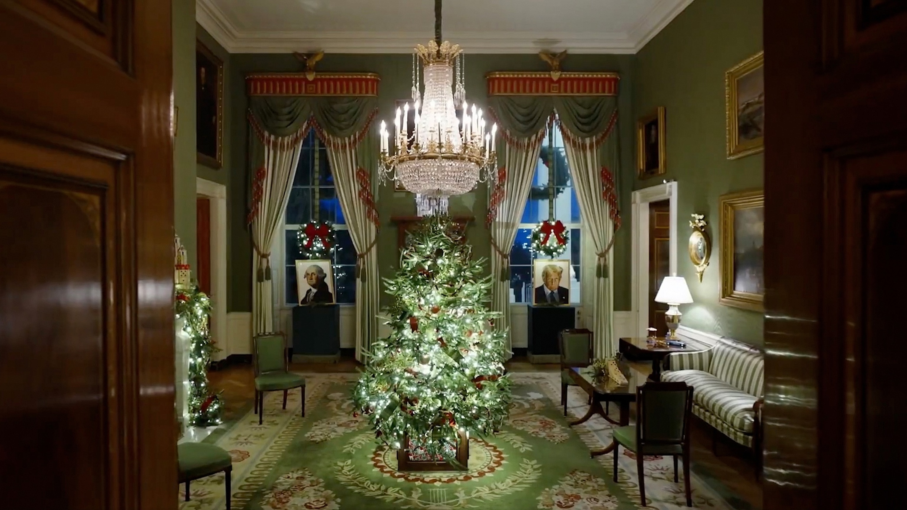 PHOTO: First Lady Melania Trump previews the 2025 White House holiday decorations in Washington in a video released on her X account.
