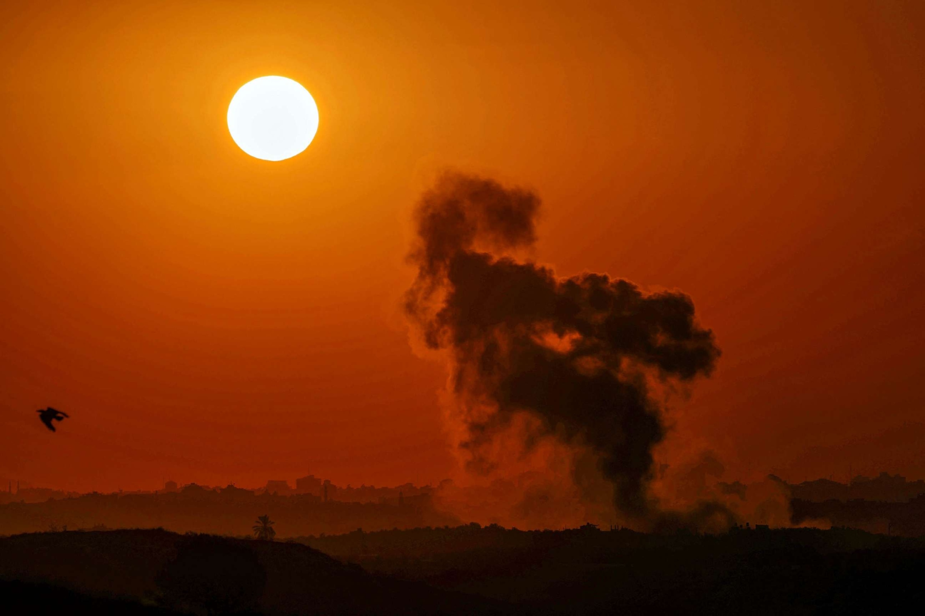 PHOTO: A picture taken from the southern Israeli side of the border with the Gaza Strip, Oct. 15, 2023, shows smoke billowing after Israeli bombardment of an area in the Palestinian enclave.