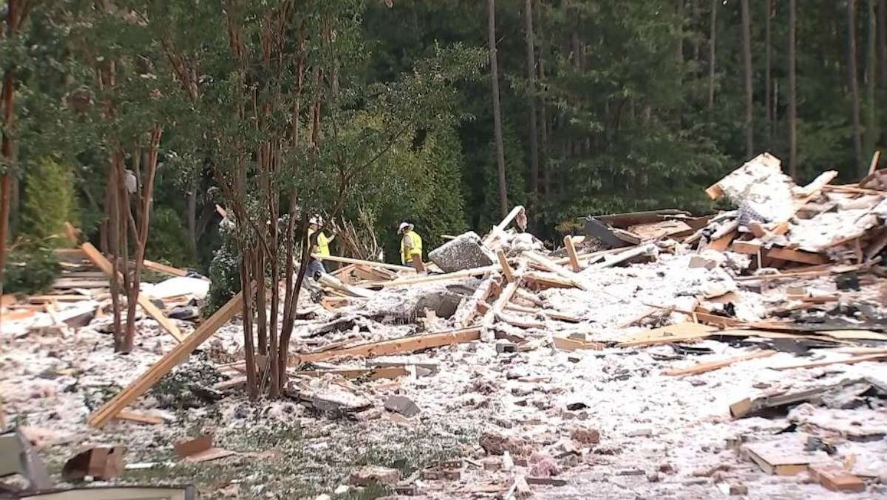 PHOTO: A home owned by Tennessee Titans cornerback Caleb Farley exploded in Mooresville, N.C., on Tuesday, Aug. 22, 2023.