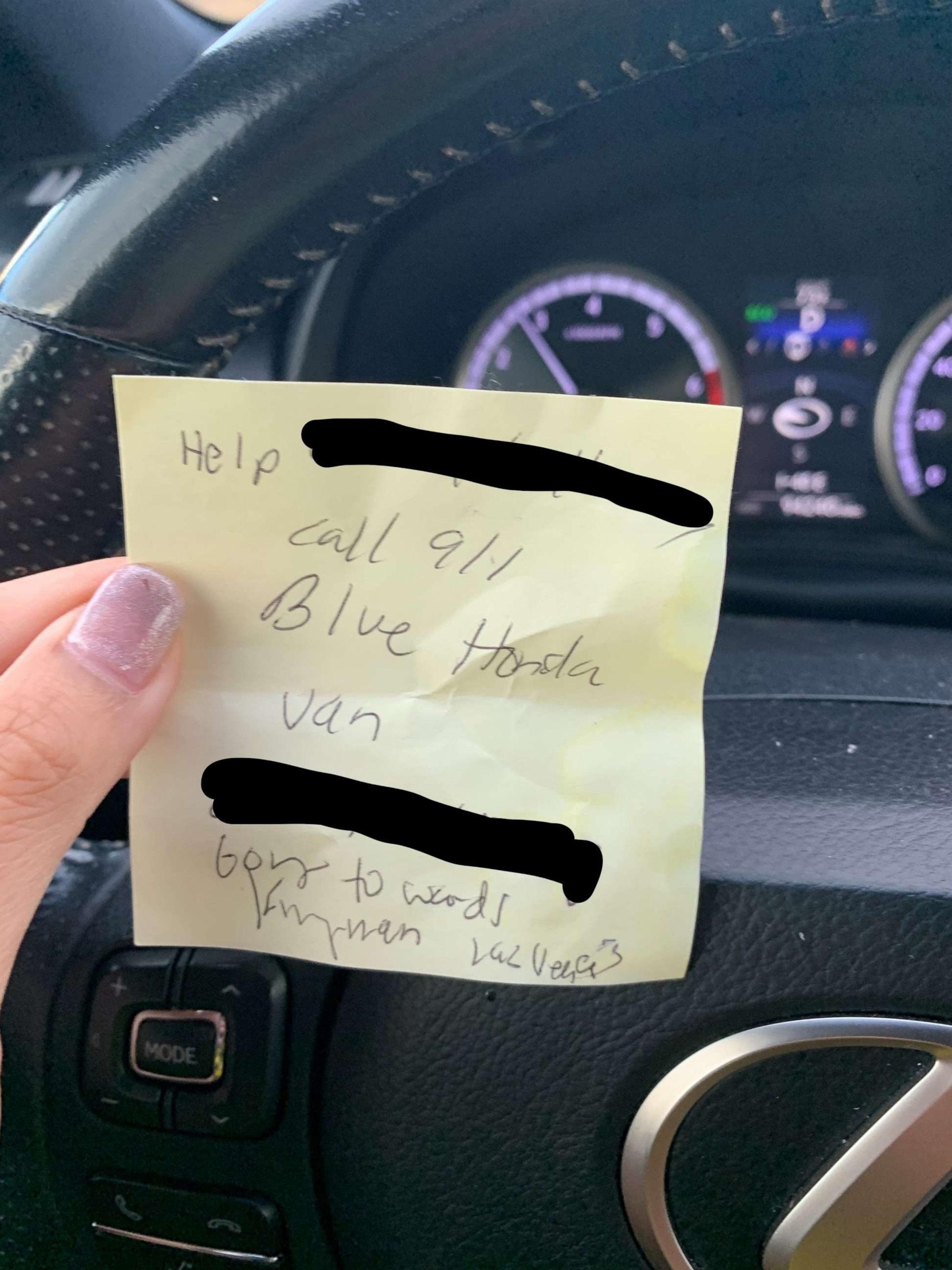 PHOTO: The Yavapai County Sheriff's Office released this photo of a note involved in an alleged kidnapping.