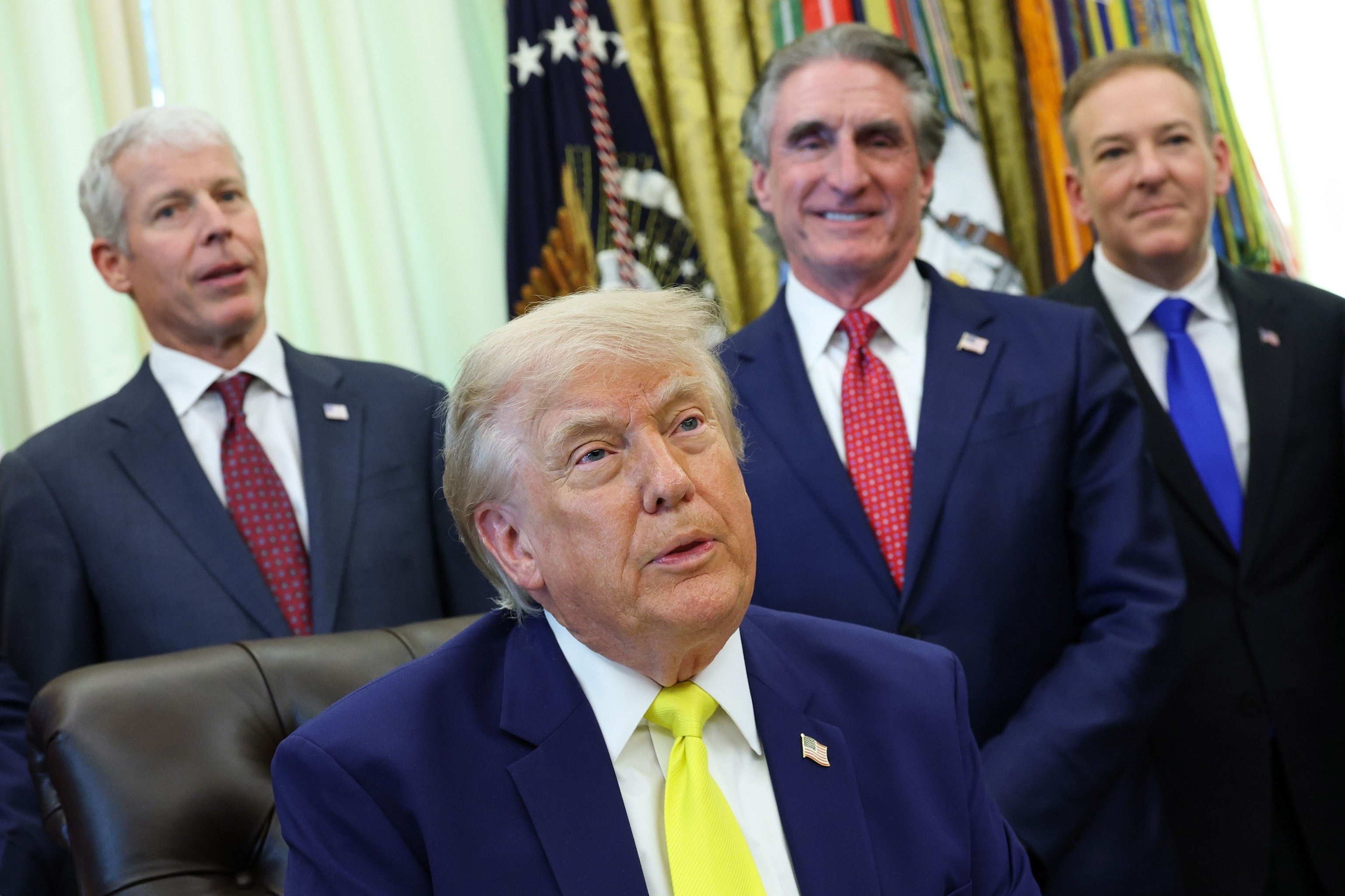 PHOTO: President Donald Trump speaks during a "Beautiful, Clean Coal" event in the Oval Office of the White House, June 4, 2026.
