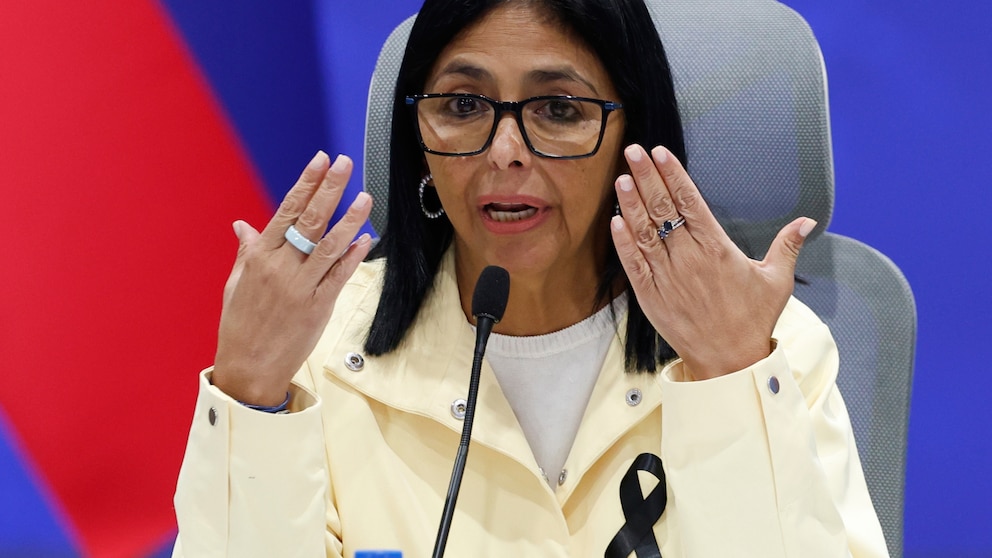 Acting President Delcy Rodríguez defends the government's earthquake response as her interim mandate expires