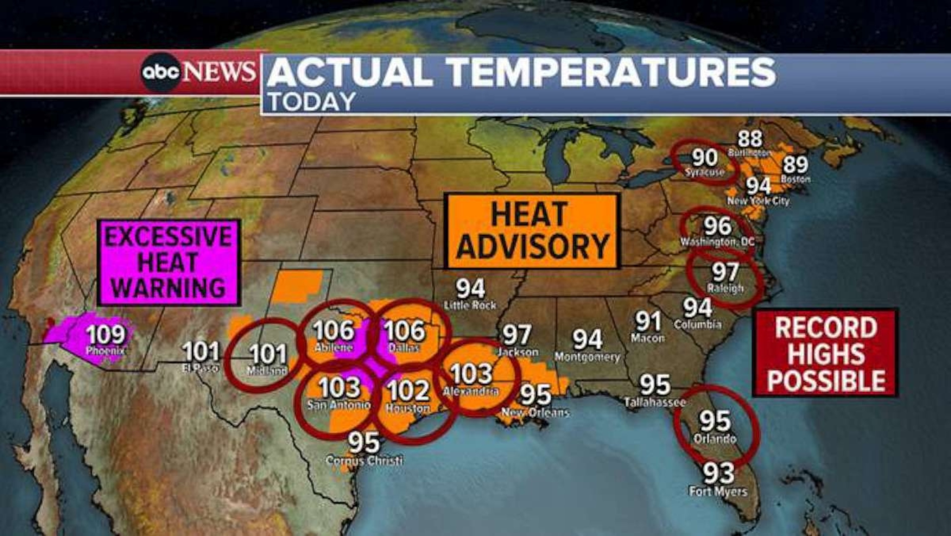 PHOTO: Actual Temperatures - Today