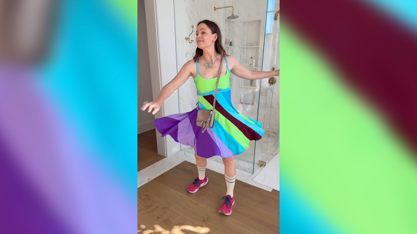 jennifer garner green dress Jennifer Garner as Jenna Rink Dress Rainbow Party Costume in 13 Going   Hoprom