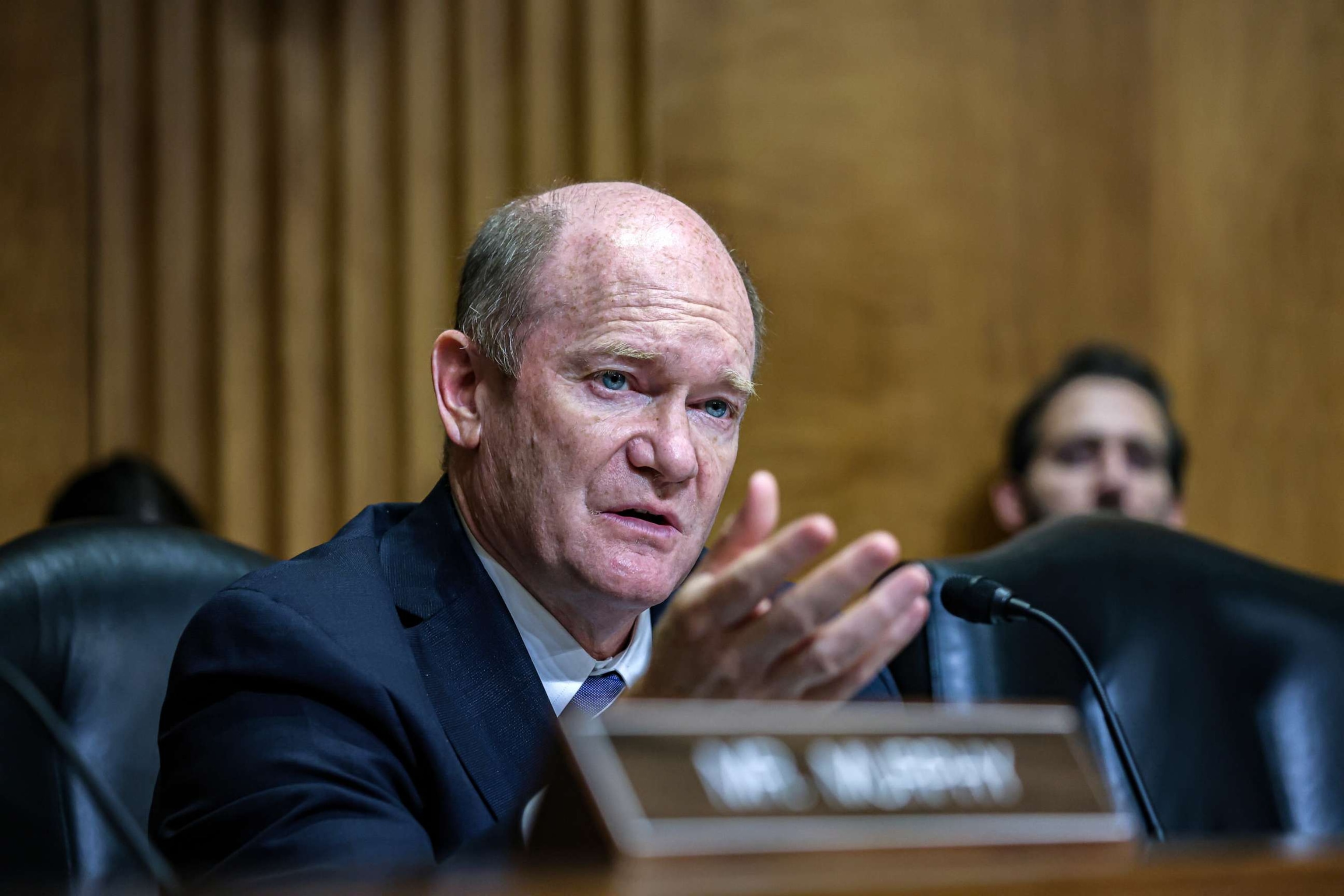 PHOTO: Senator Chris Coons, chairman of the Senate Foreign Relations Committee, during a hearing in Washington, DC, July 26, 2023.