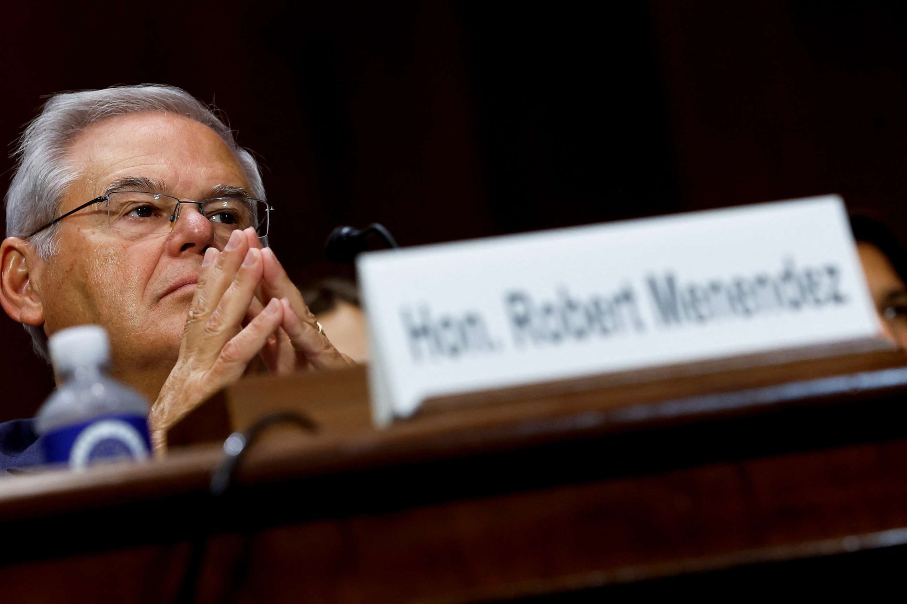 PHOTO: Sen. Robert Menendez, D-N.J., appears before the Senate Judiciary Committee at a hearing on nominations on Capitol Hill in Washington, Oct. 4, 2023.