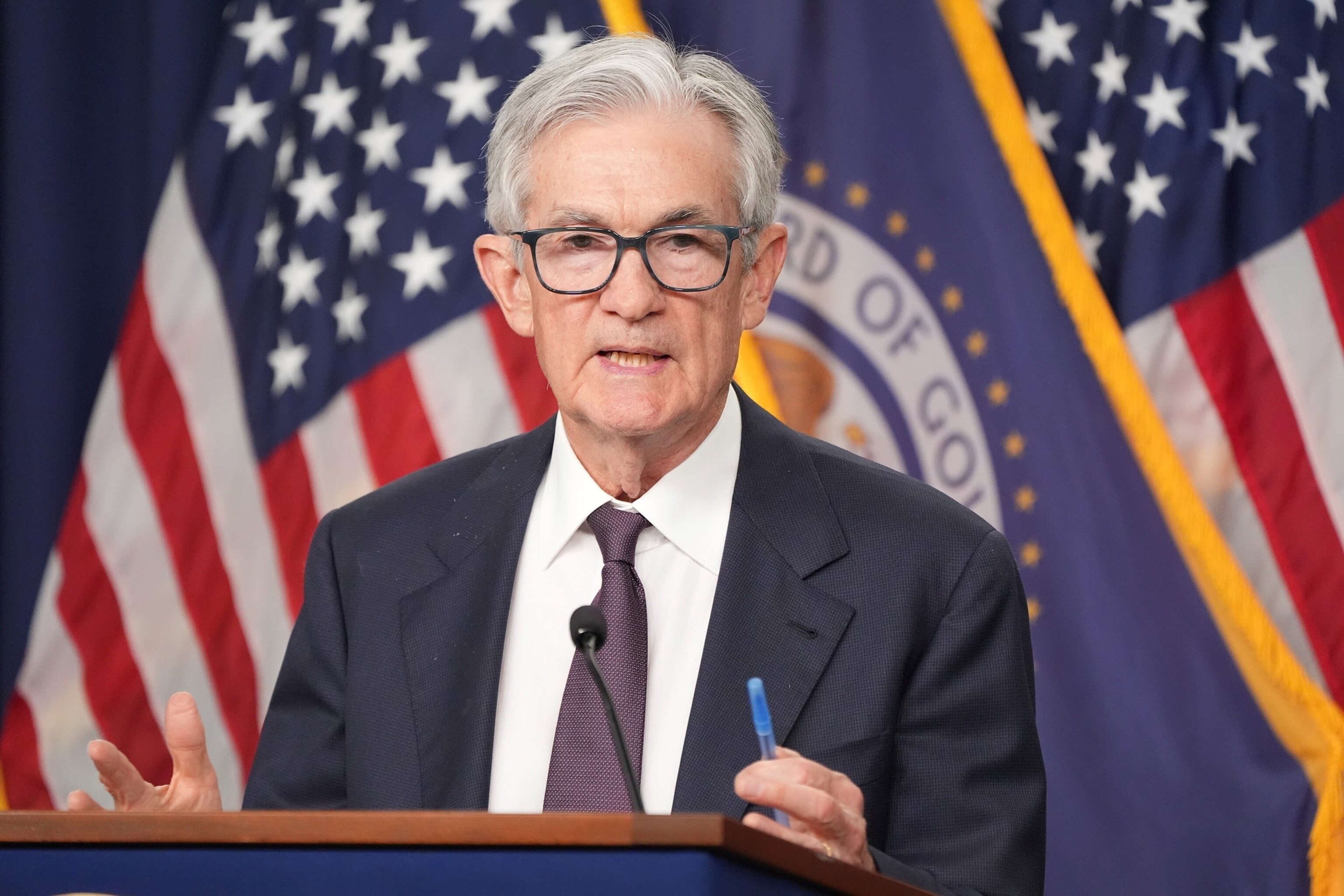 PHOTO: Federal Reserve Chairman Jerome Powell speaks during a news conference following the Federal Open Market Committee meeting,  May 7, 2025, at the Federal Reserve in Washington. 
