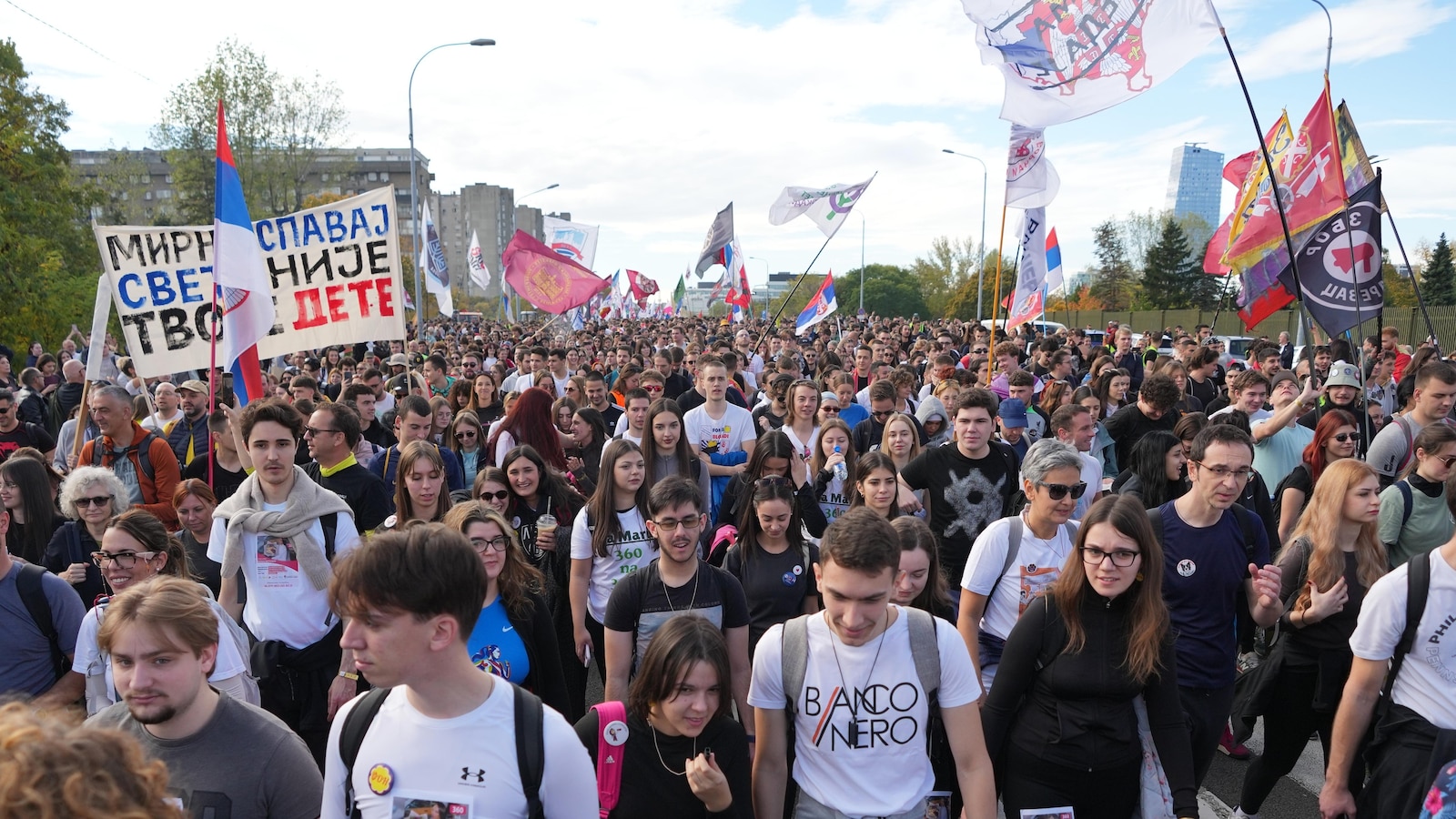 Serbia youth lead thousands on march for weekend rally marking deadly canopy collapse last year