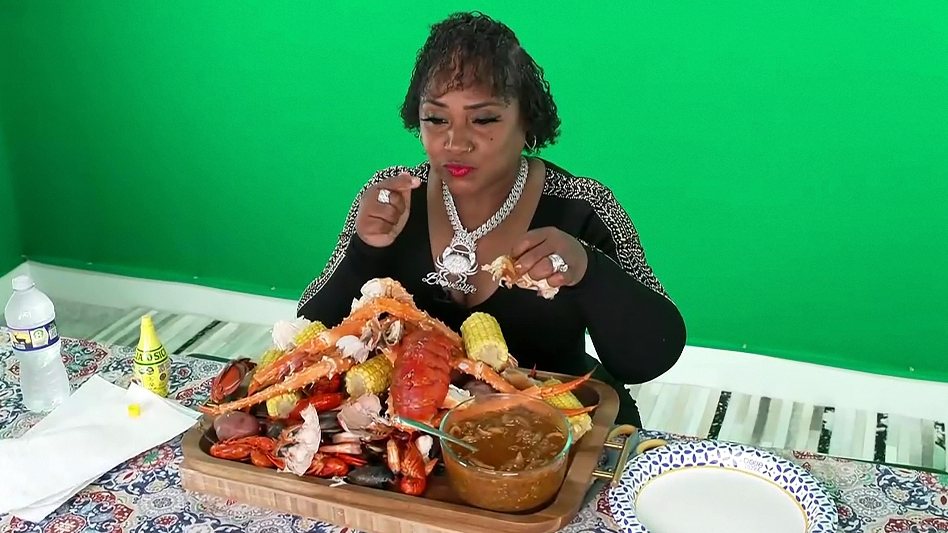 PHOTO: YouTuber Bethany Gaskin films a "mukbang" video.