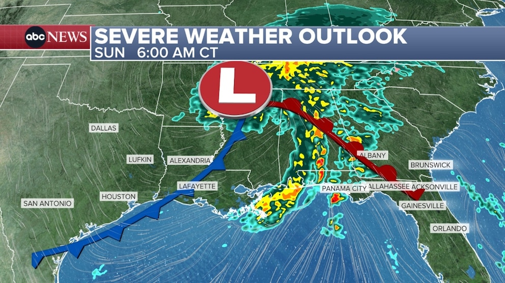 PHOTO: severe weather outlook Sunday map