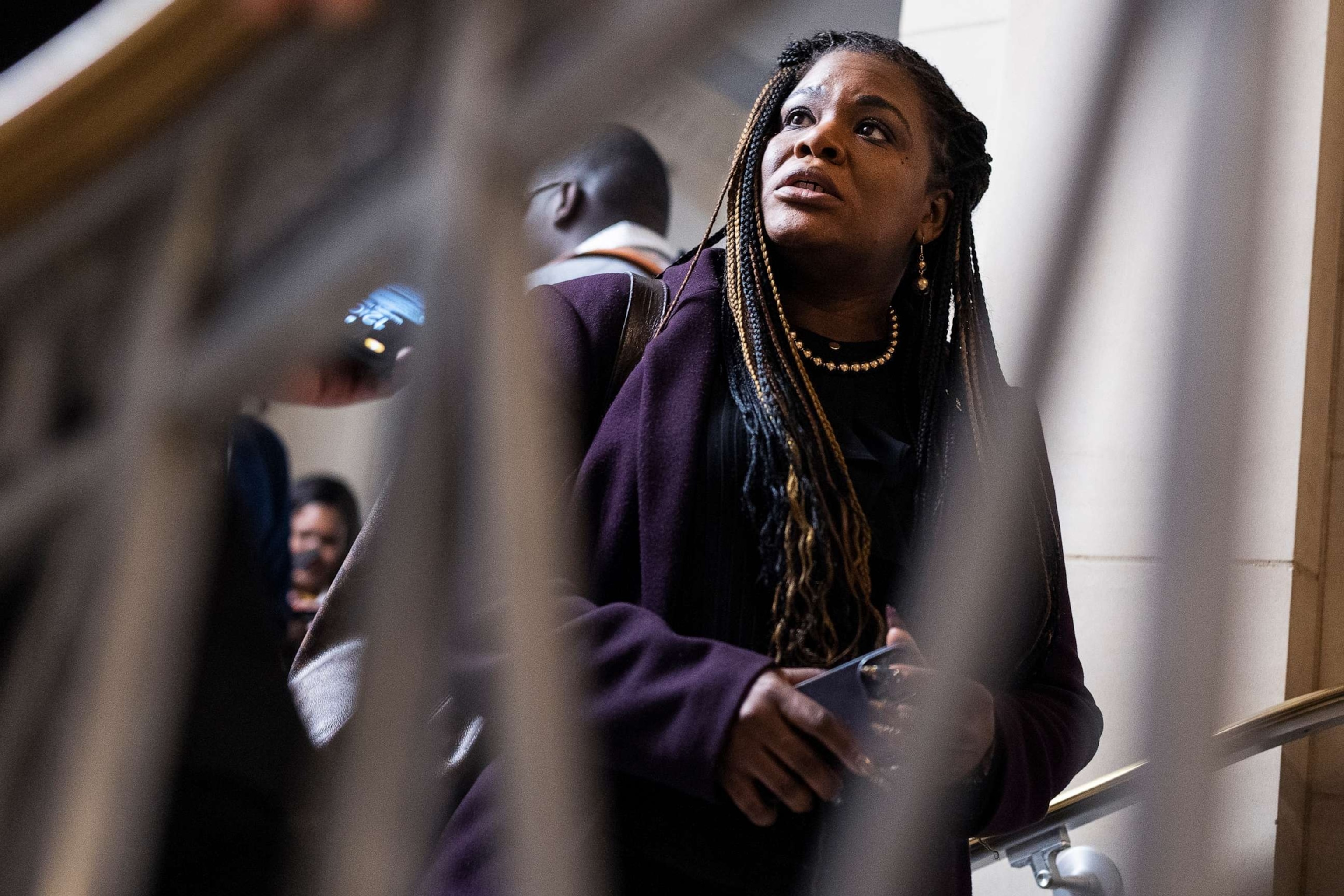 PHOTO: Rep. Cori Bush is seen outside the House Democratic Caucus on leadership election in the Longworth Building, Nov. 30, 2022, in Washington.