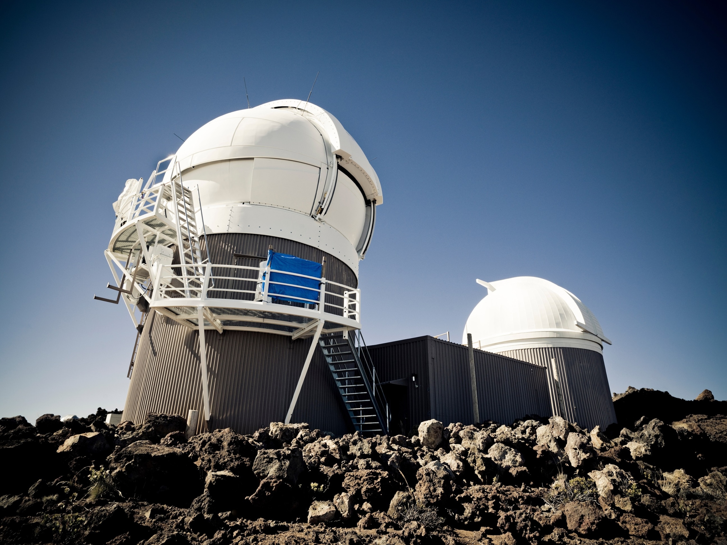 PHOTO: The Panoramic Survey Telescope and Rapid Response System (Pan-STARRS) is shown at the Space Observatory on the top of the Mount Haleakala Volcano in Maui.