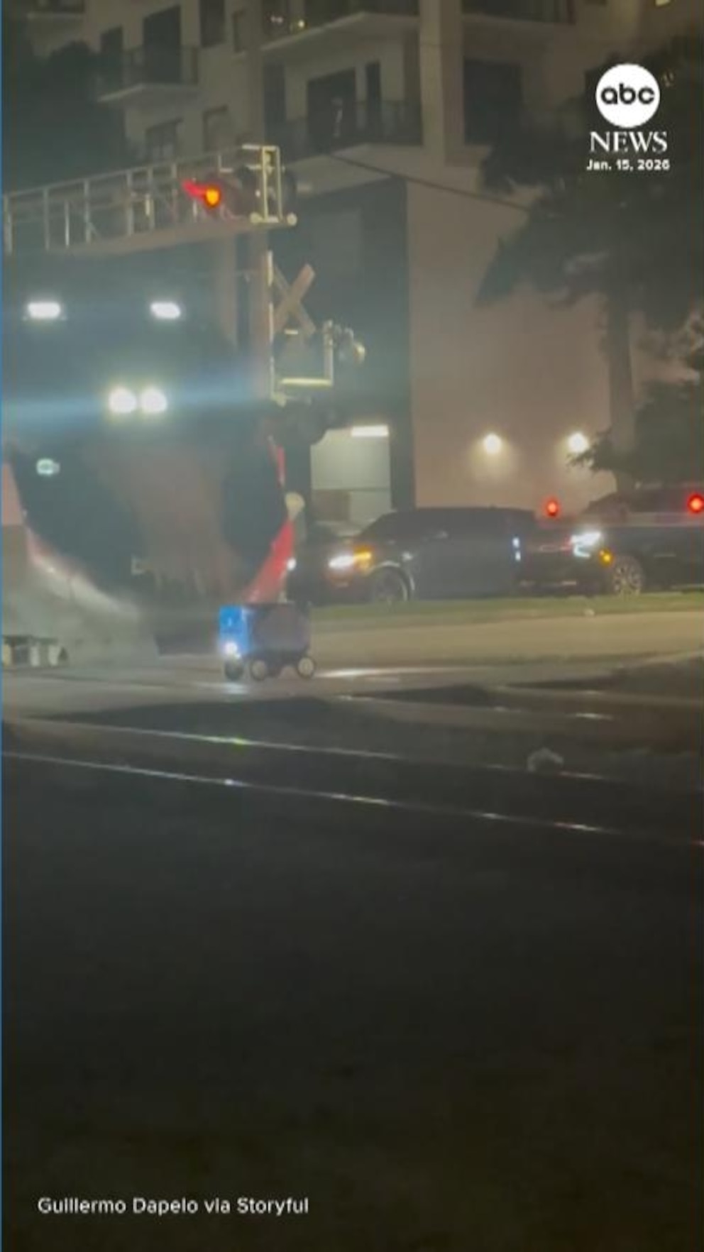 WATCH:  Delivery robot demolished by train in South Florida