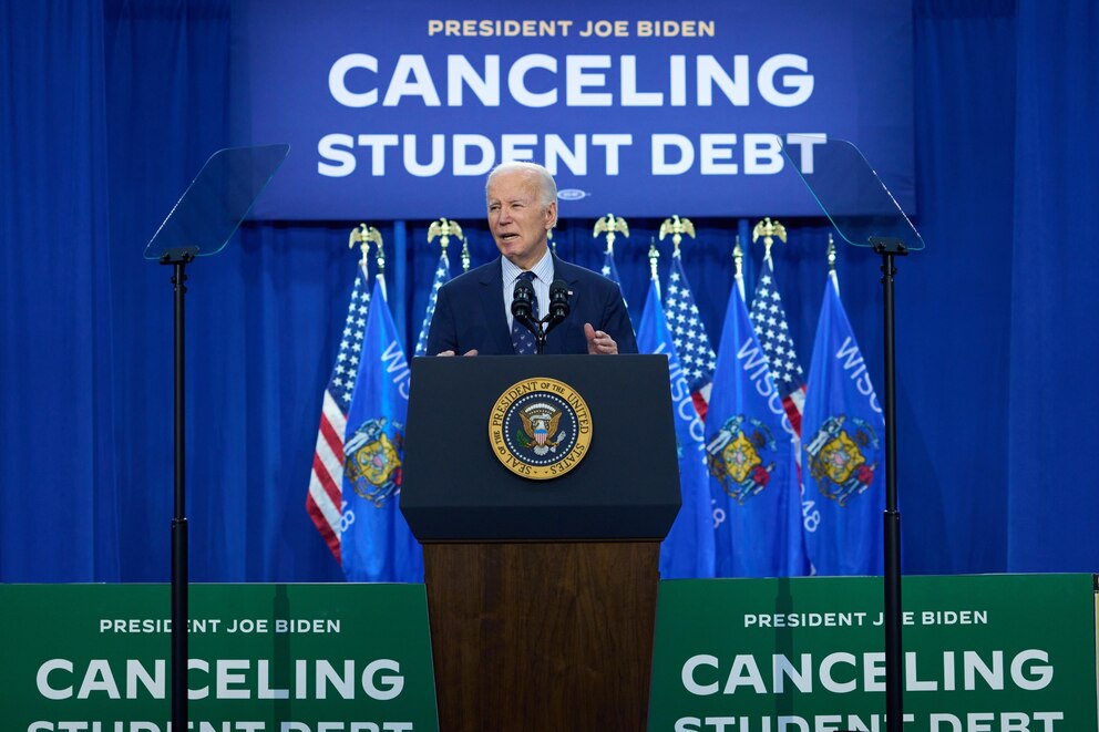 U.S. President Joe Biden speaks during an event in Madison, Wisconsin, on Monday, April 8, 2024. (PHOTO: Daniel Steinle/Bloomberg via Getty Images)