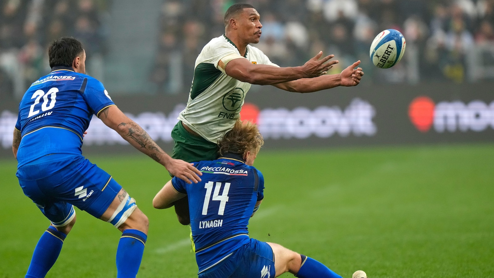 South Africa's resilience shines as red card absorbed in 32-14 win over Italy in Turin