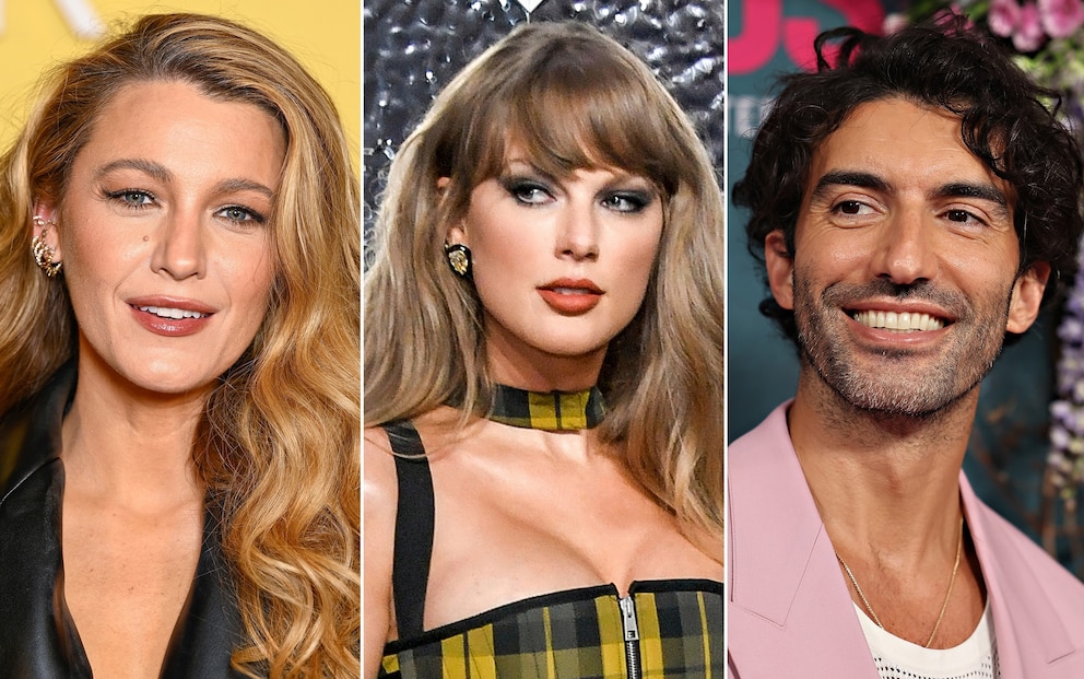 PHOTO: Blake Lively, April 15, 2025 in London, Taylor Swift, in Elmont, NY, Sept. 11, 2024 and Justin Baldoni  in New York City, Aug. 6, 2024.