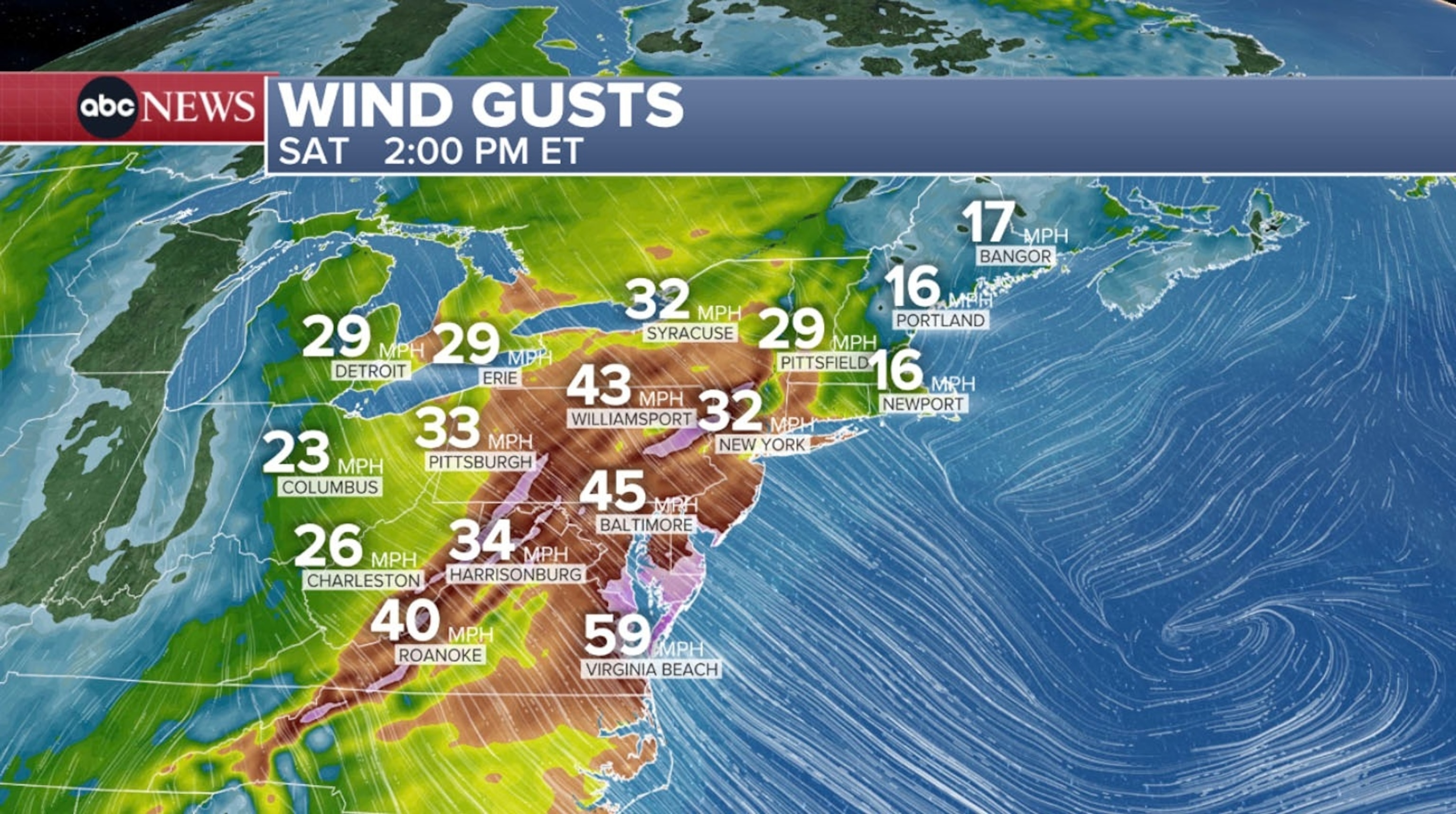 PHOTO: wind gusts map