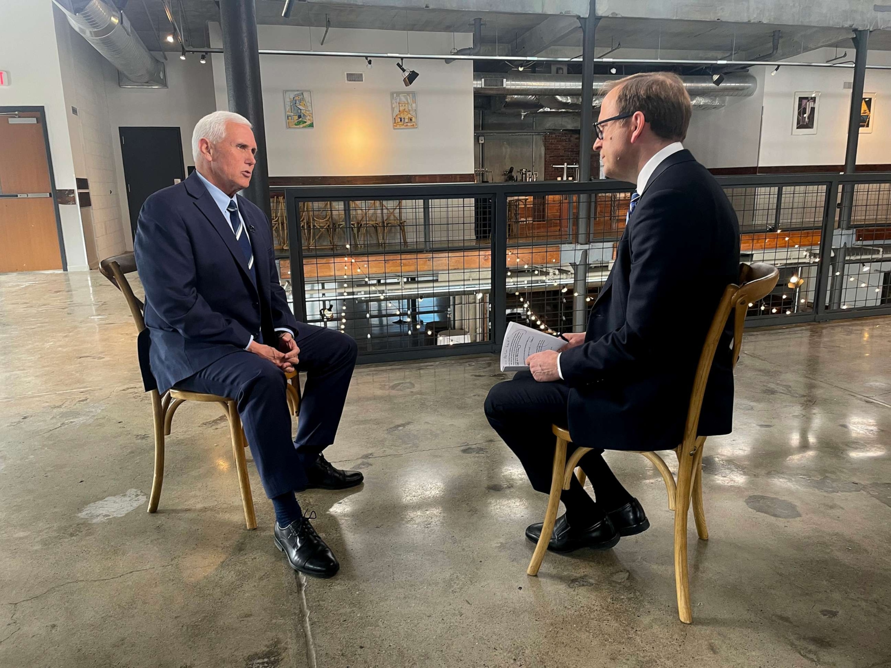 PHOTO: ABC News’ Jon Karl interviews former Vice President Mike Pence on “This Week.”