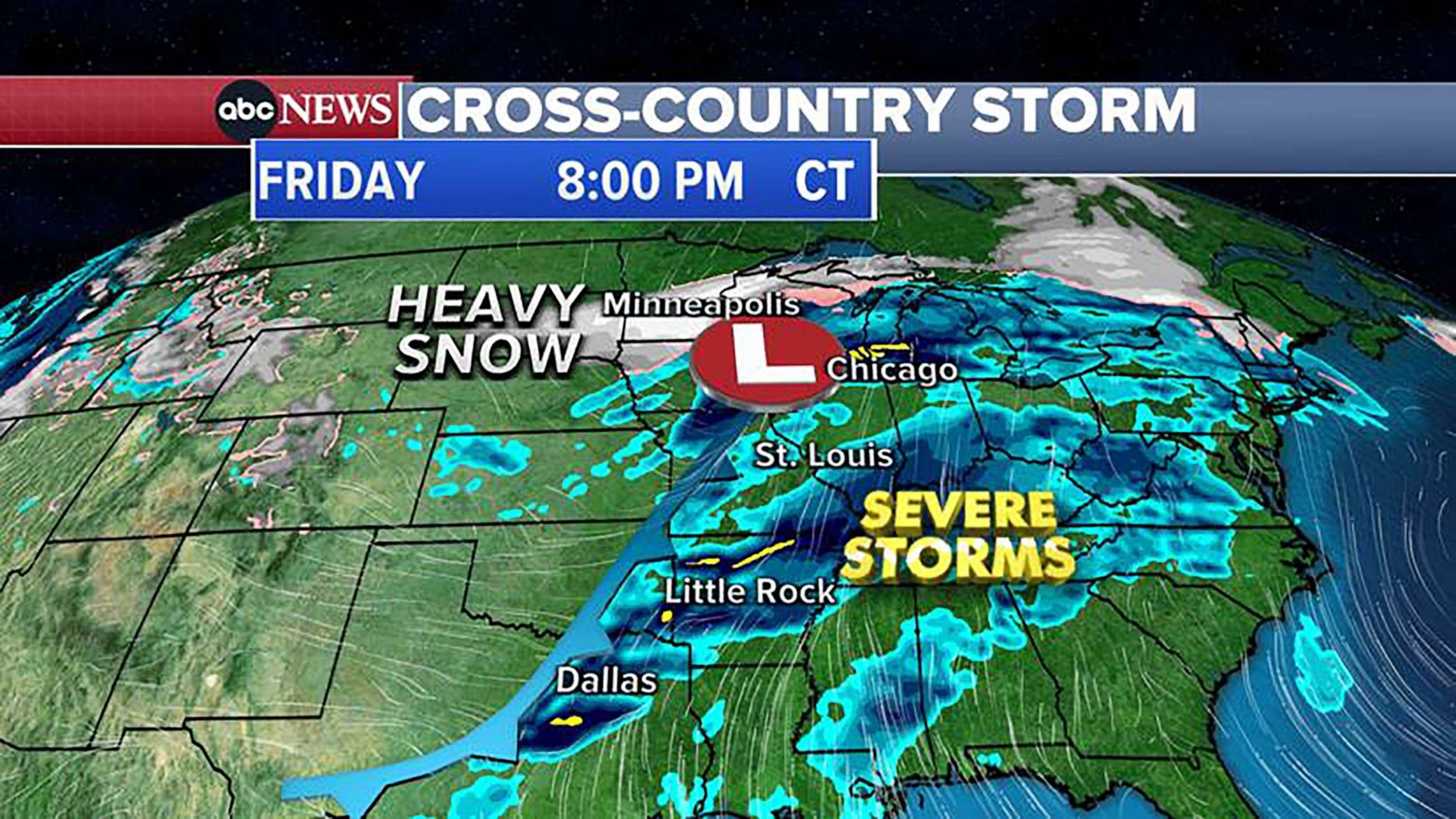 PHOTO: A cross-country storm could bring severe weather from Texas to Wisconsin as well as from the Dakotas to Minnesota, Wisconsin and Michigan on March 31, 2023.