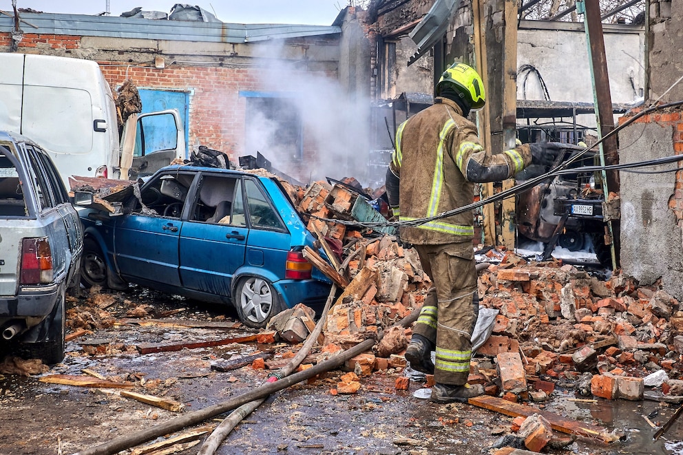 PHOTO: Ukrainian rescuers work at the site of a Russian glide bombs strike in Kharkiv, northeastern Ukraine, Oct. 24, 2025, amid the ongoing Russian invasion.