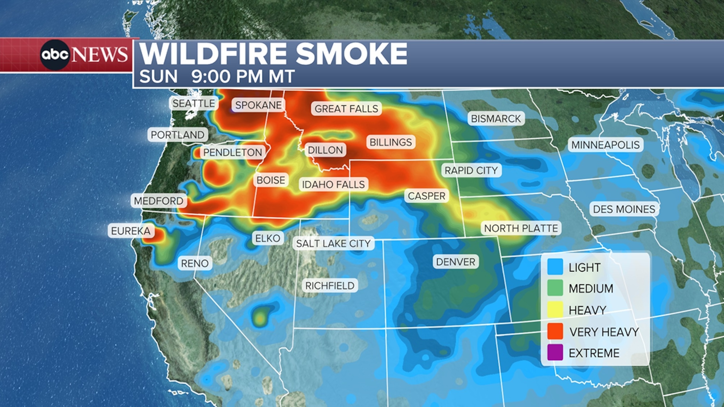 PHOTO: Smoke from wildfires burning in the Northwest could spread into the Midwest, August 9, 2026