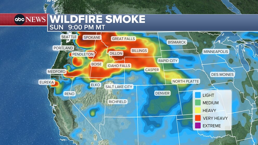 PHOTO: Smoke from wildfires burning in the Northwest could spread into the Midwest, August 9, 2026