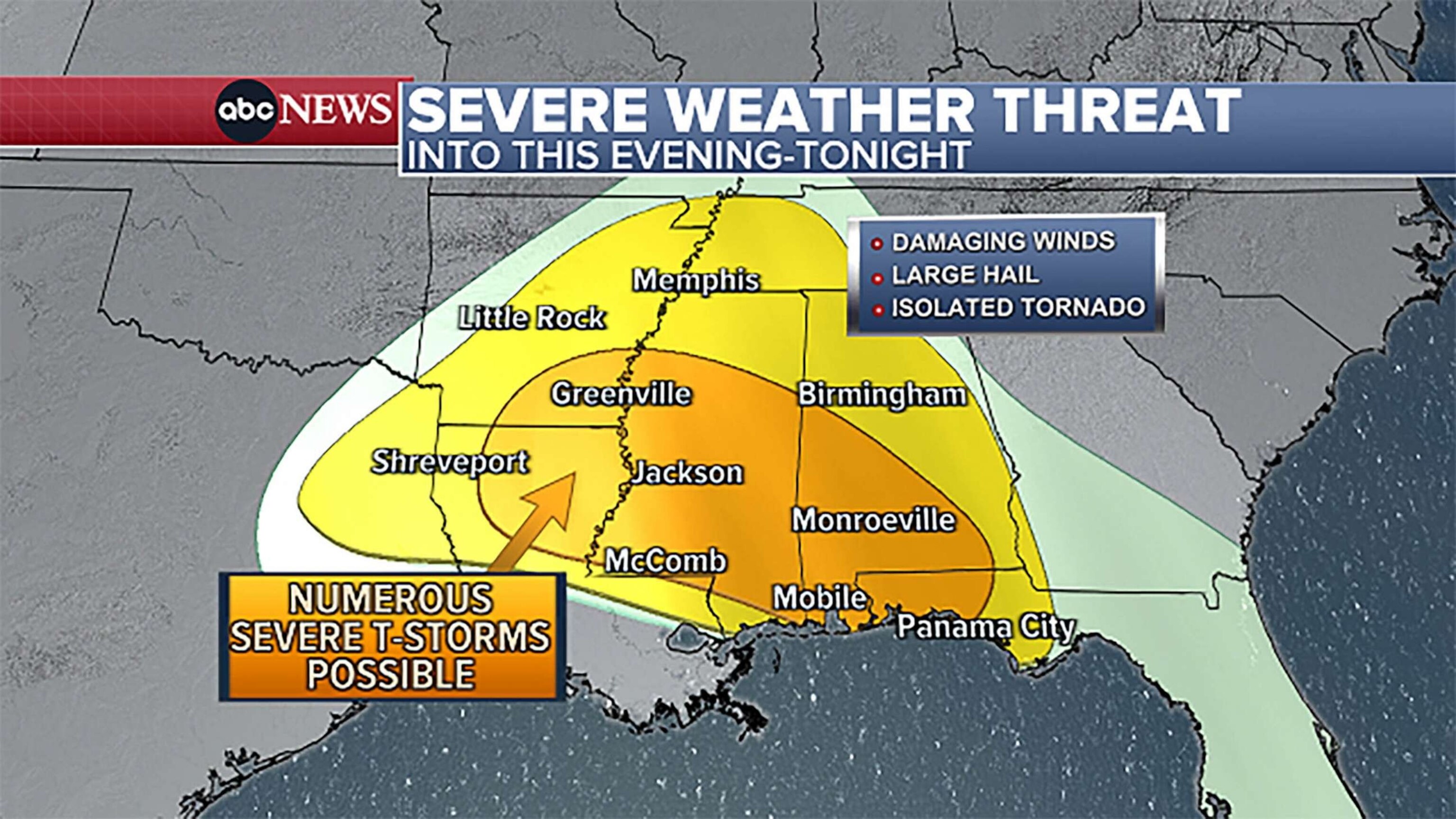 PHOTO: Relentless rounds of severe thunderstorms continue to batter parts of the South this weekend.