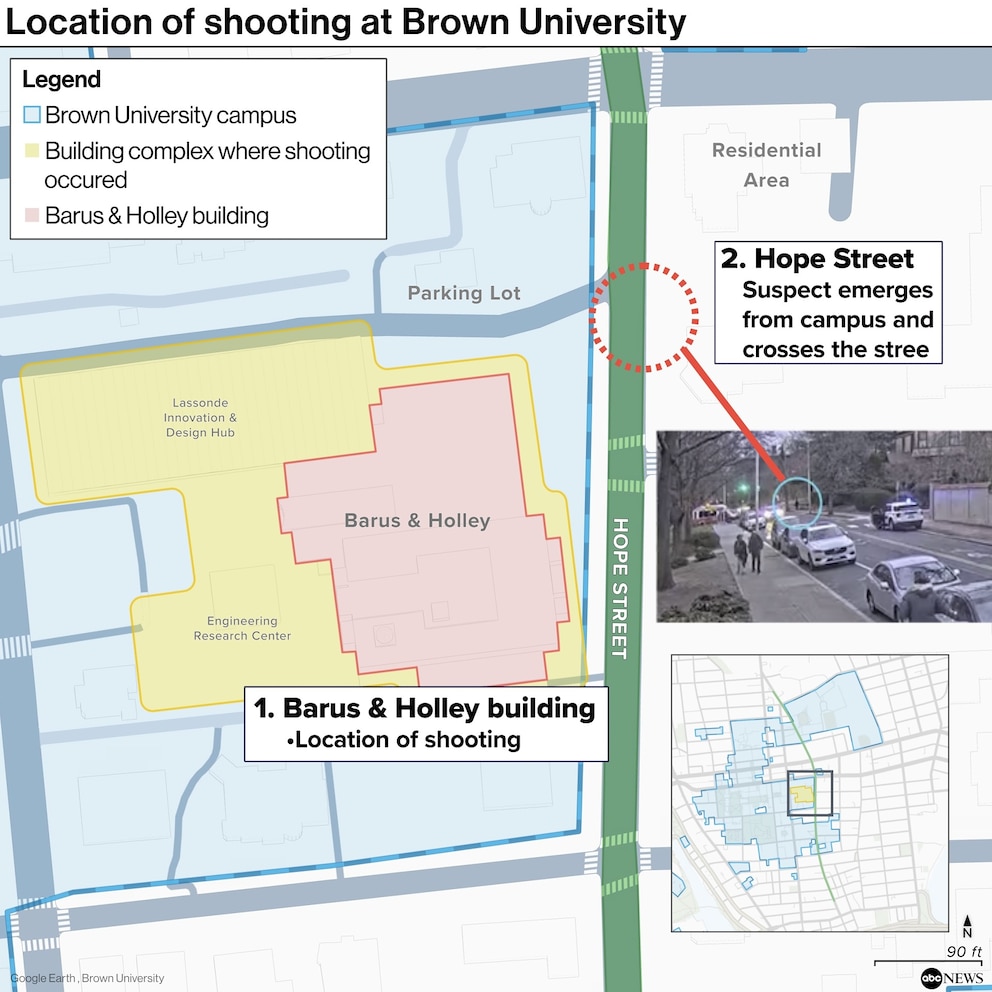 PHOTO: Map location of shooting at Brown University