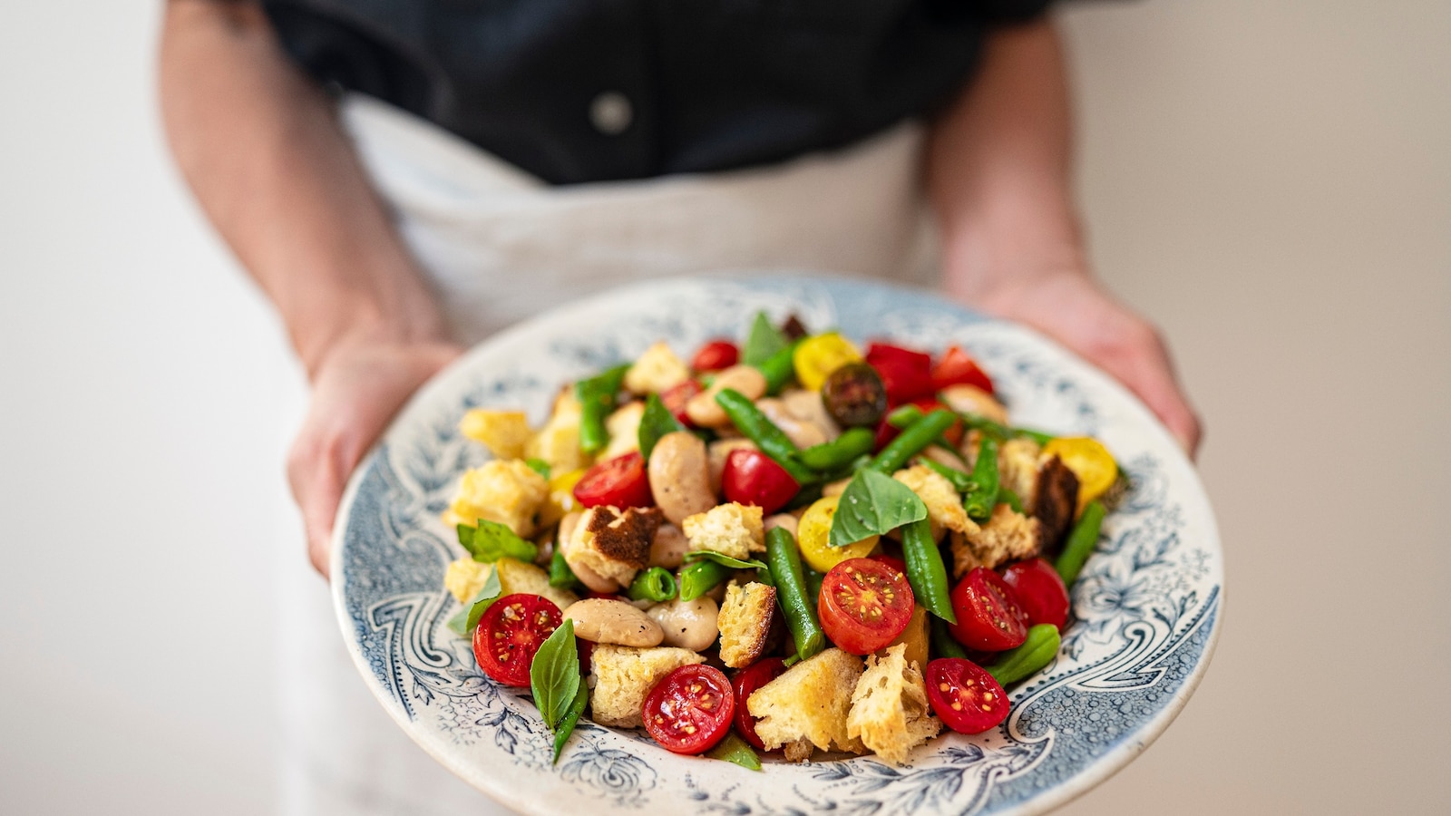 A bowl of panzanella salad from the cookbook, "Lido."