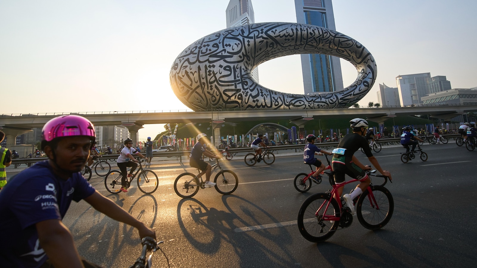 Thousands of bicycles take over Dubai's busiest highway as part of a fitness challenge