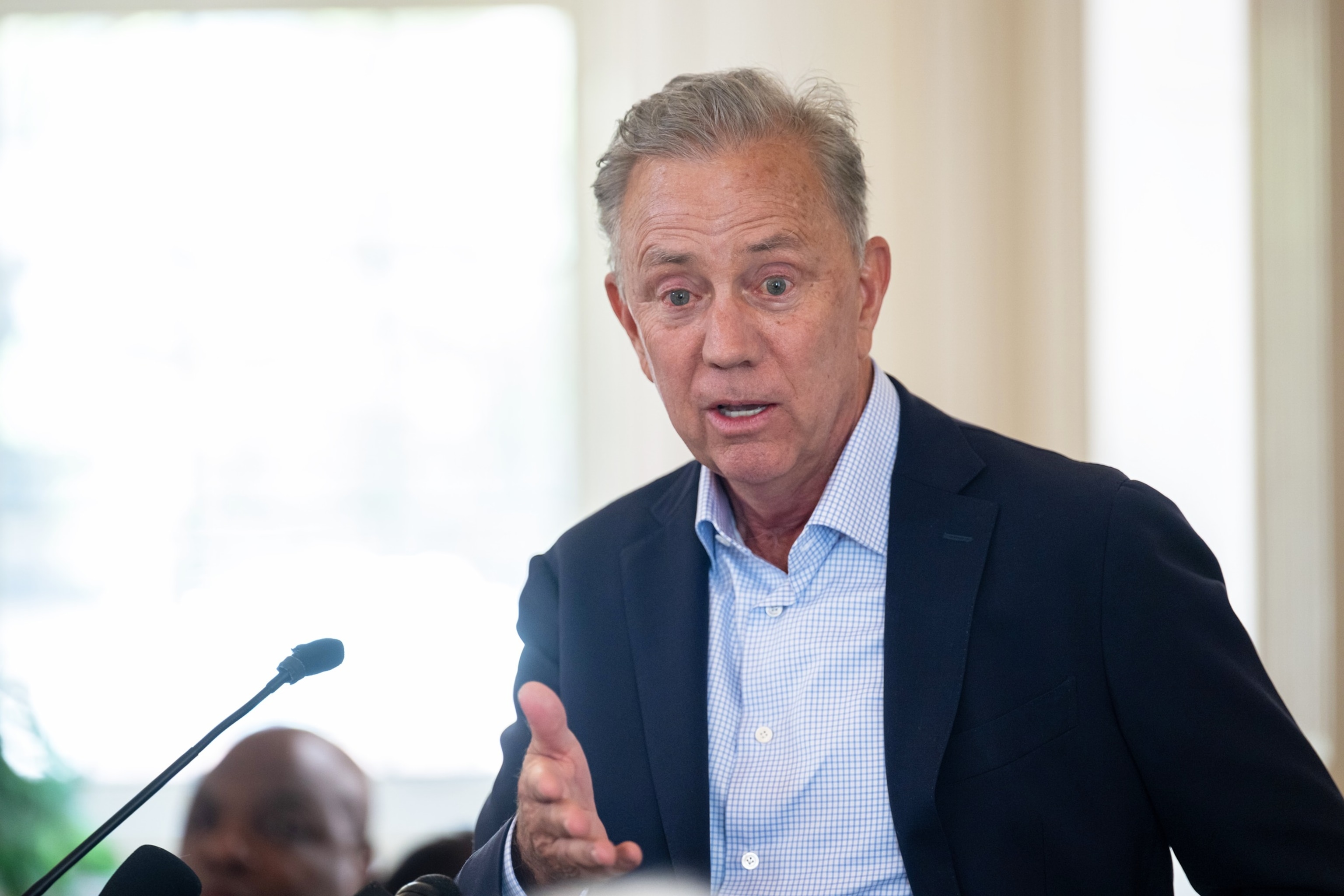 PHOTO: Governor Ned Lamont speaks in Hartford on July 20, 2026, to reassure voters about the safety and security of Connecticut elections despite recent national claims calling election security into doubt.