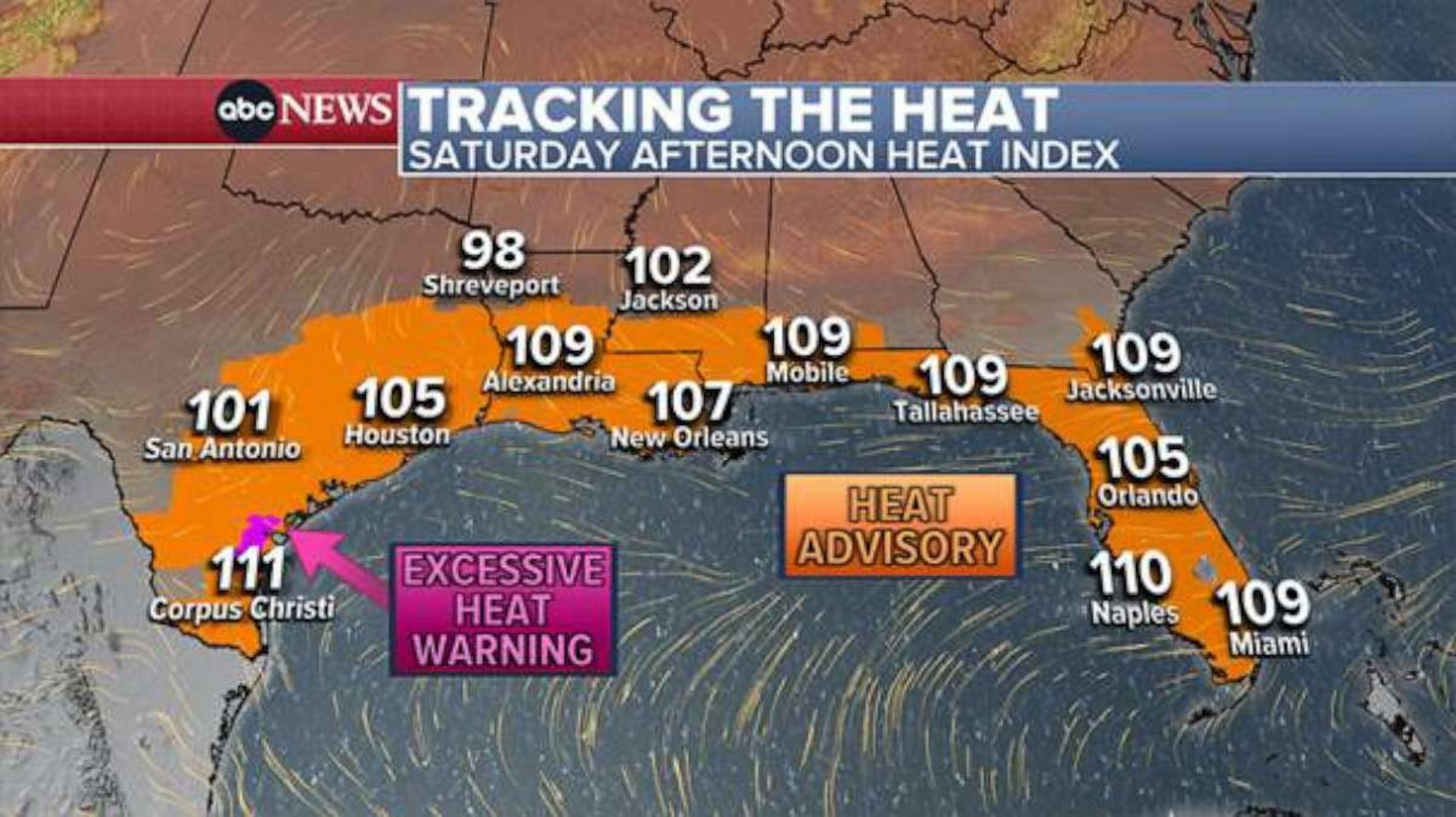 PHOTO: tracking the heat in the south weather graphic