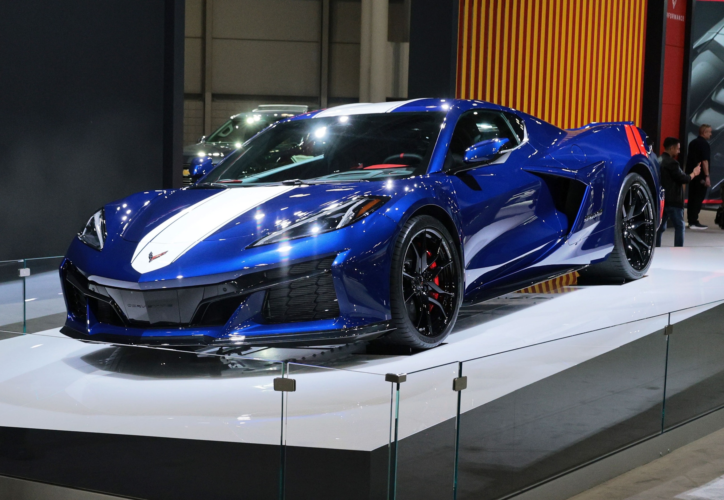 PHOTO: The 2027 Corvette Grand Sport X, a high-performance AWD hybrid model, on display at the New York Auto Show, April 1, 2026, in New York City. 