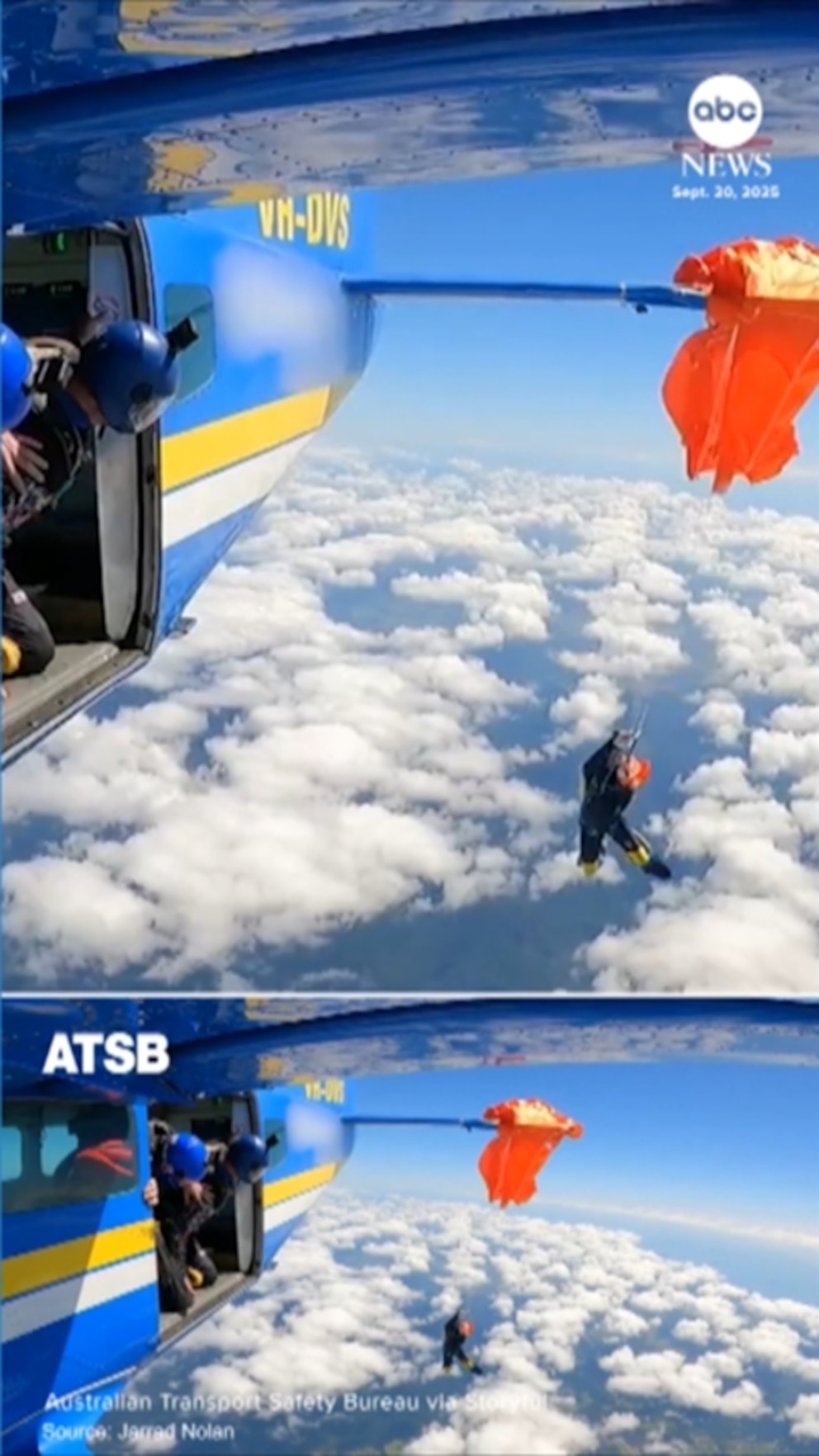 Video Skydiver’s parachute gets caught on plane Video Skydiver’s parachute gets caught on plane