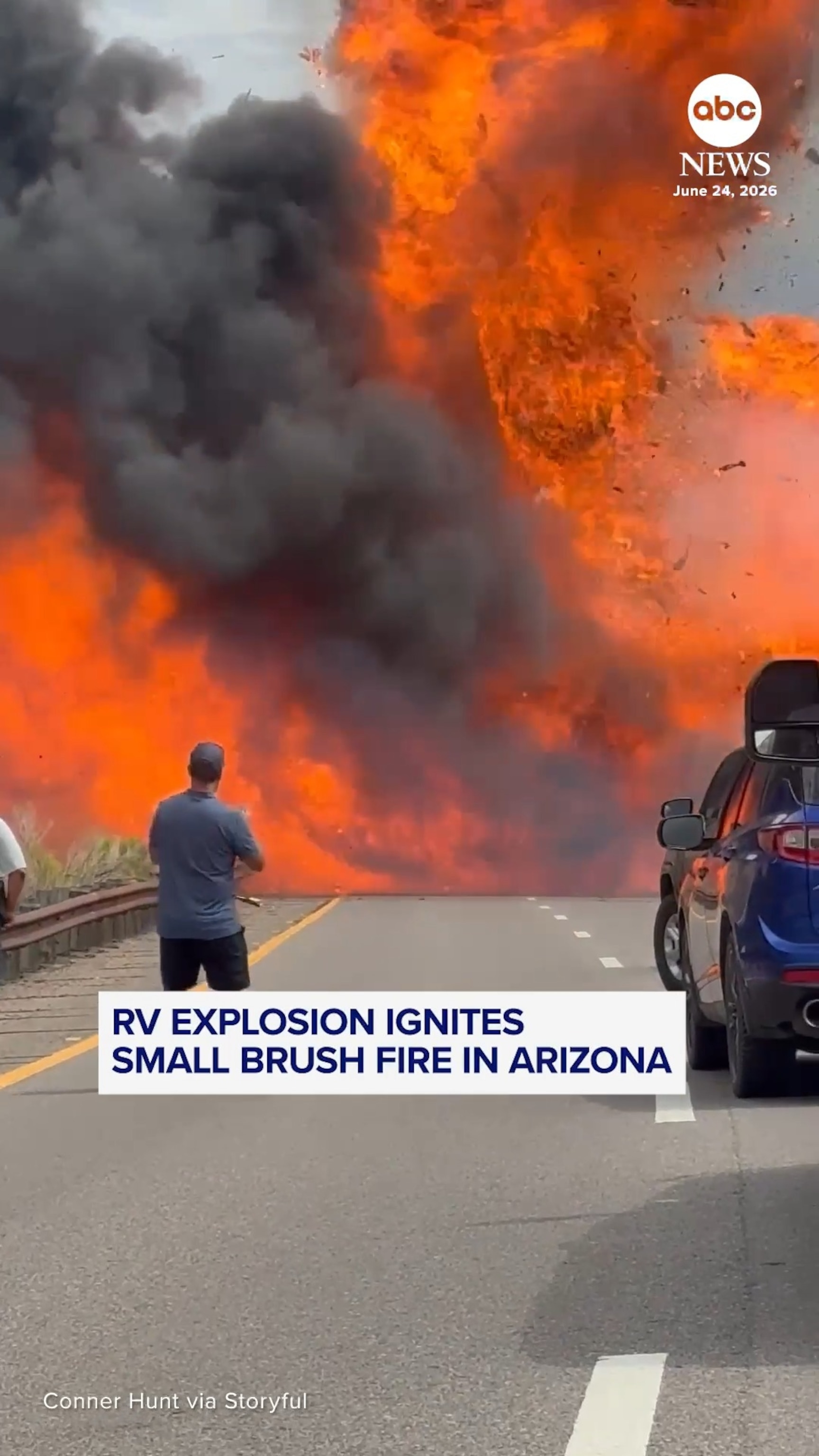 Video RV explosion ignites small brush fire in Arizona - ABC News