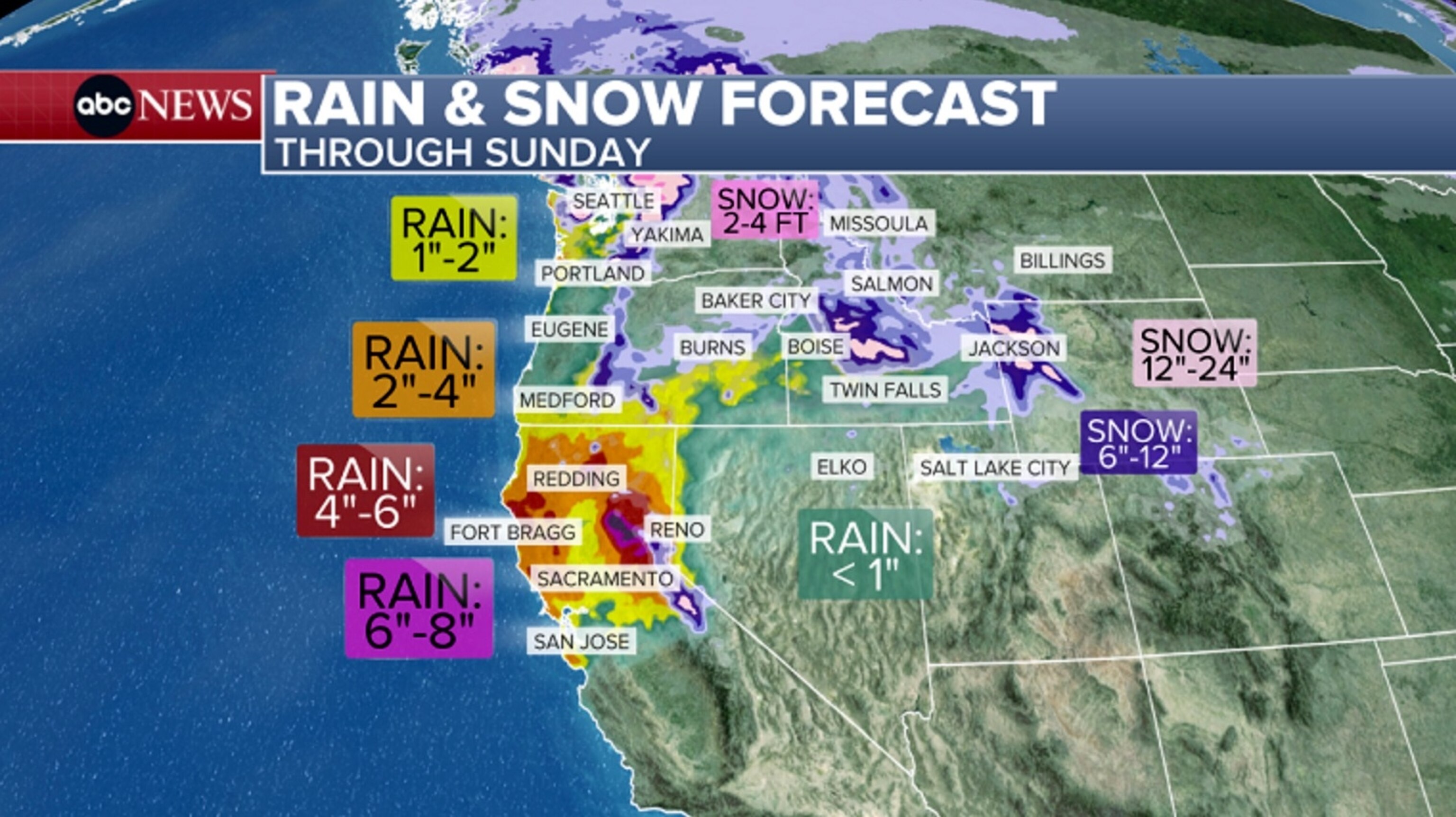 PHOTO: rain snow forecast map