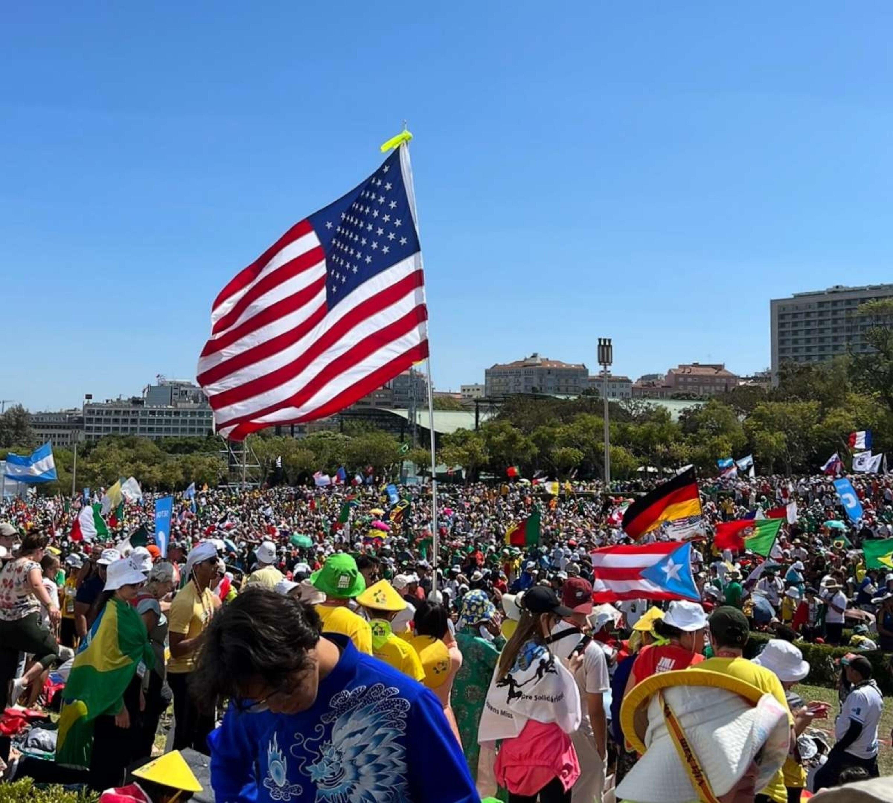 PHOTO: The Welcome Ceremony for Pope Francis is seen on Thursday, August 3, 2023, on the occasion of the XXXVII World Youth Day in Portugal.