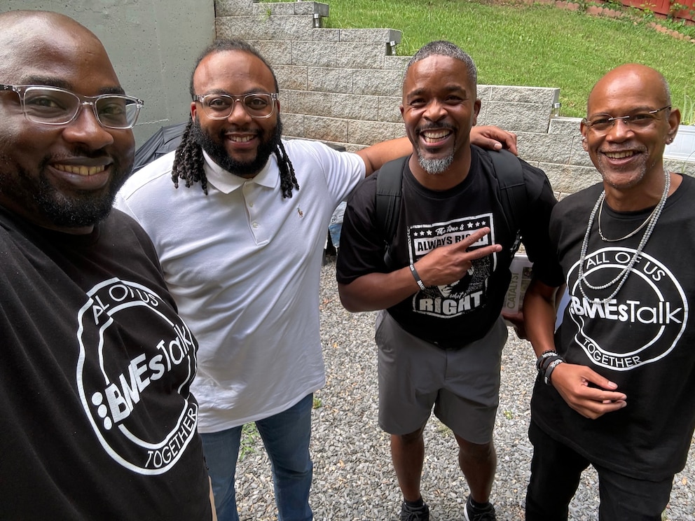 PHOTO: BMEsTalk Founder and Director Ayodele Harrison, Jeremy Hill, Rainey Briggs, Anthony Lobban attend Catalyst 2024, in Atlanta, July, 2024.