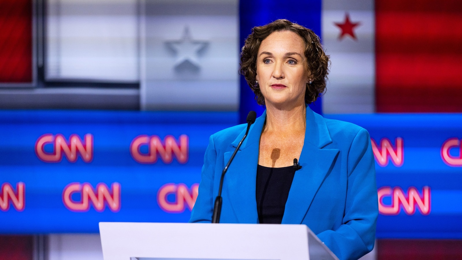 Katie Porter participates in a California gubernatorial debate hosted by CNN at East Los Angeles College in Monterey Park, Calif., on May 5, 2026. 