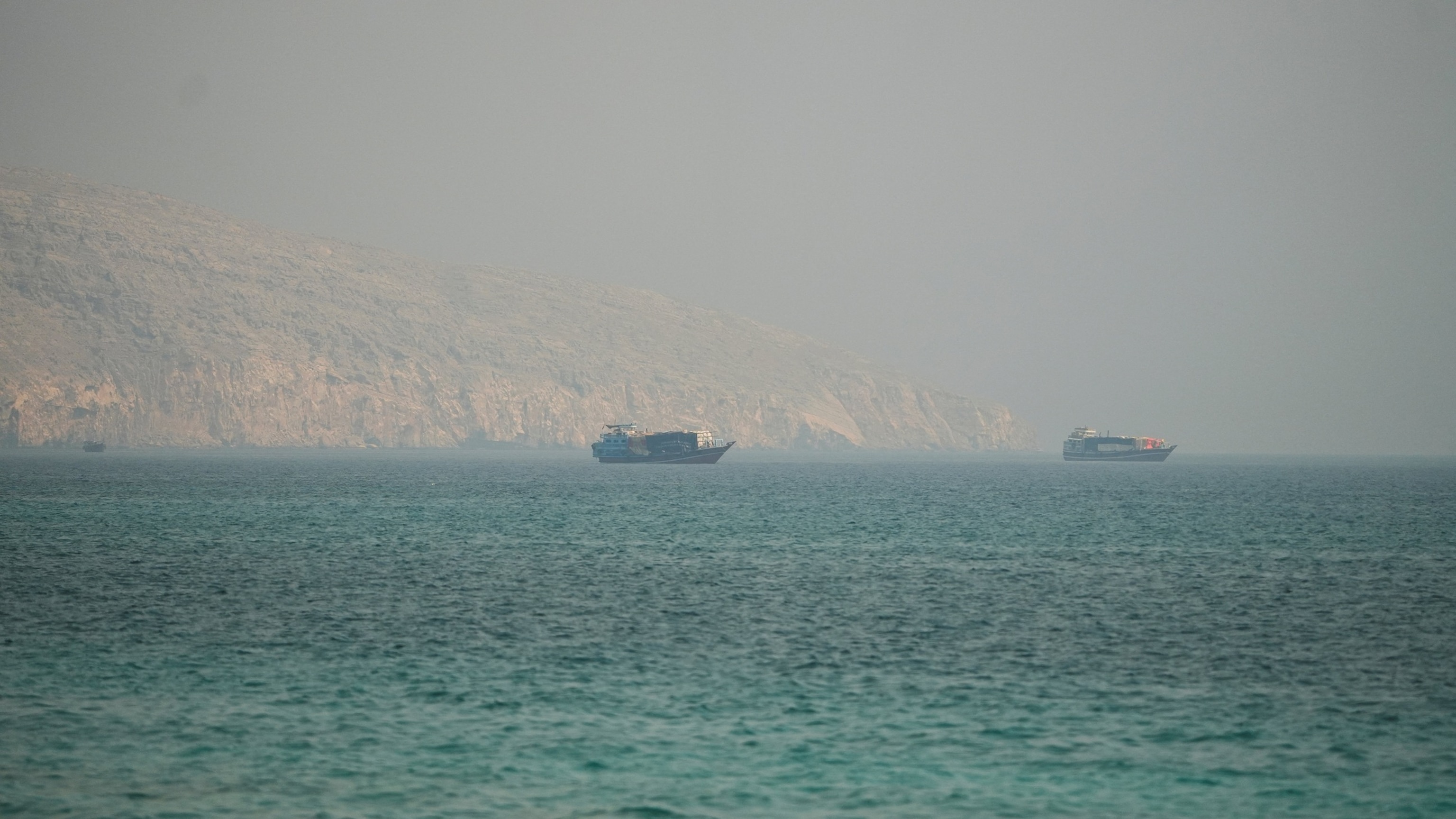 PHOTO: FILE PHOTO: Vessels at the Strait of Hormuz, as seen from Musandam