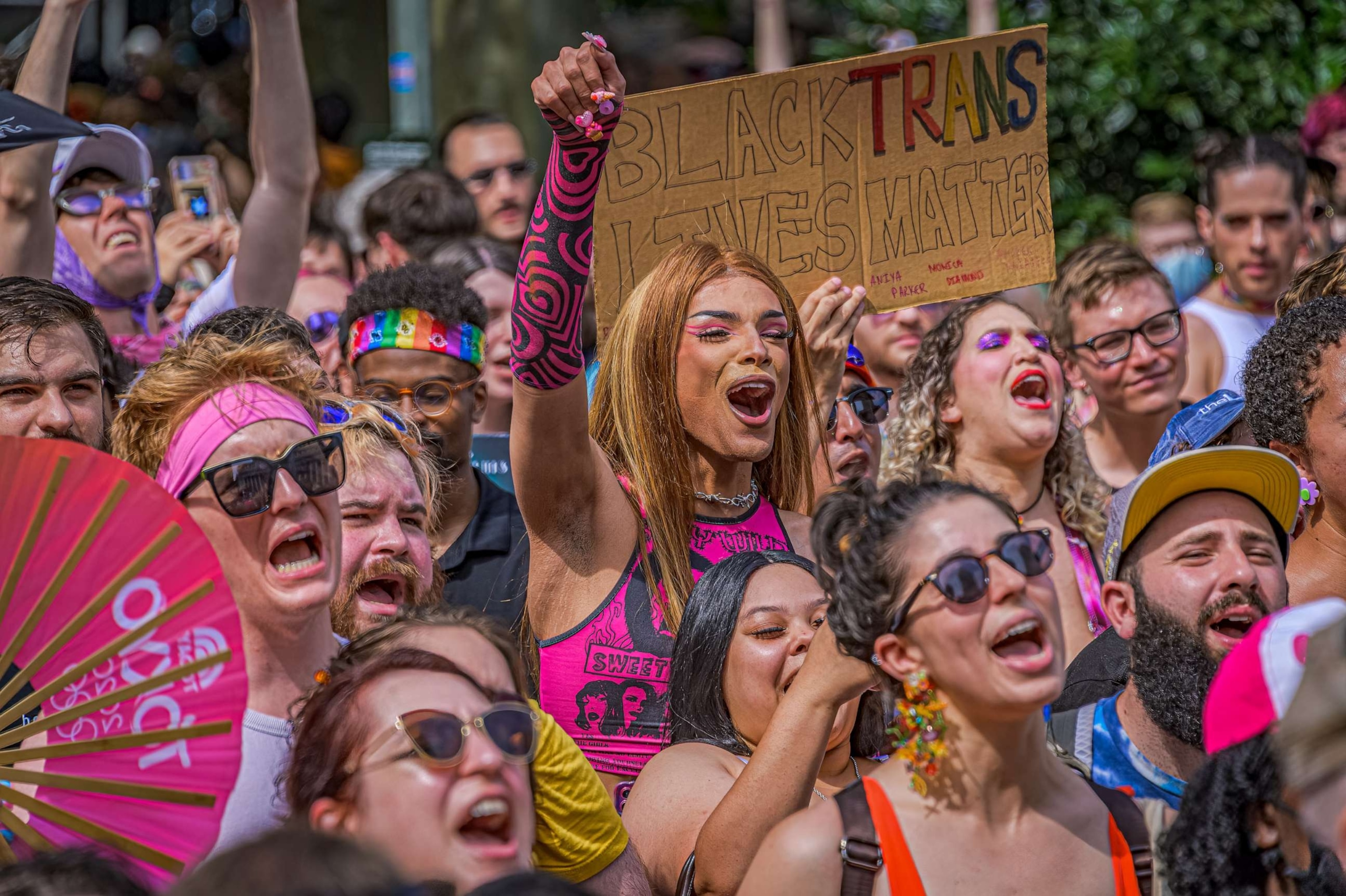 PHOTO: Participants seen at the Reclaim Pride Coalition's (RPC) fifth annual Queer Liberation March in New York City, on June 25, 2023.