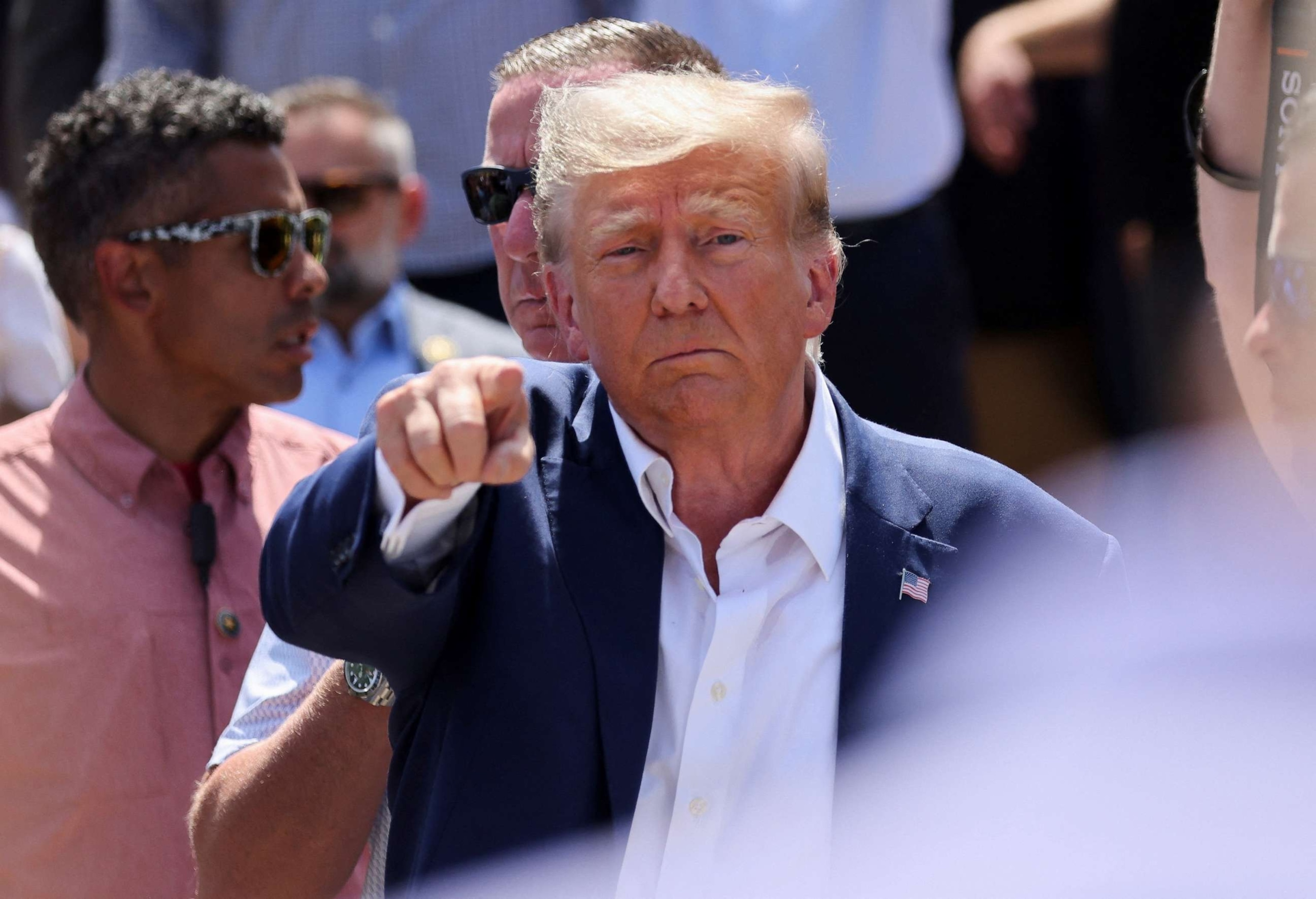 PHOTO: Republican presidential candidate and former President Donald Trump campaigns at the Iowa State Fair in Des Moines, Iowa, Aug. 12, 2023.