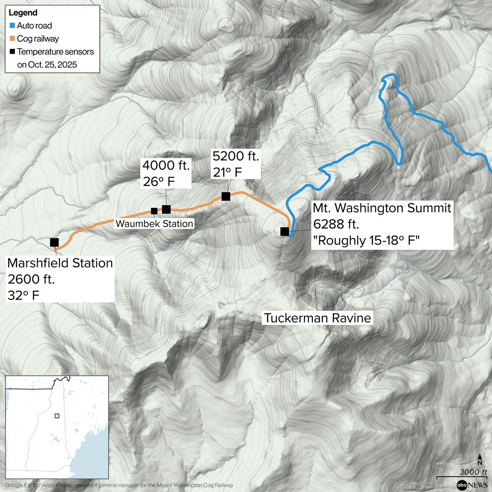PHOTO: Map of Mount Washington, New Hampshire
